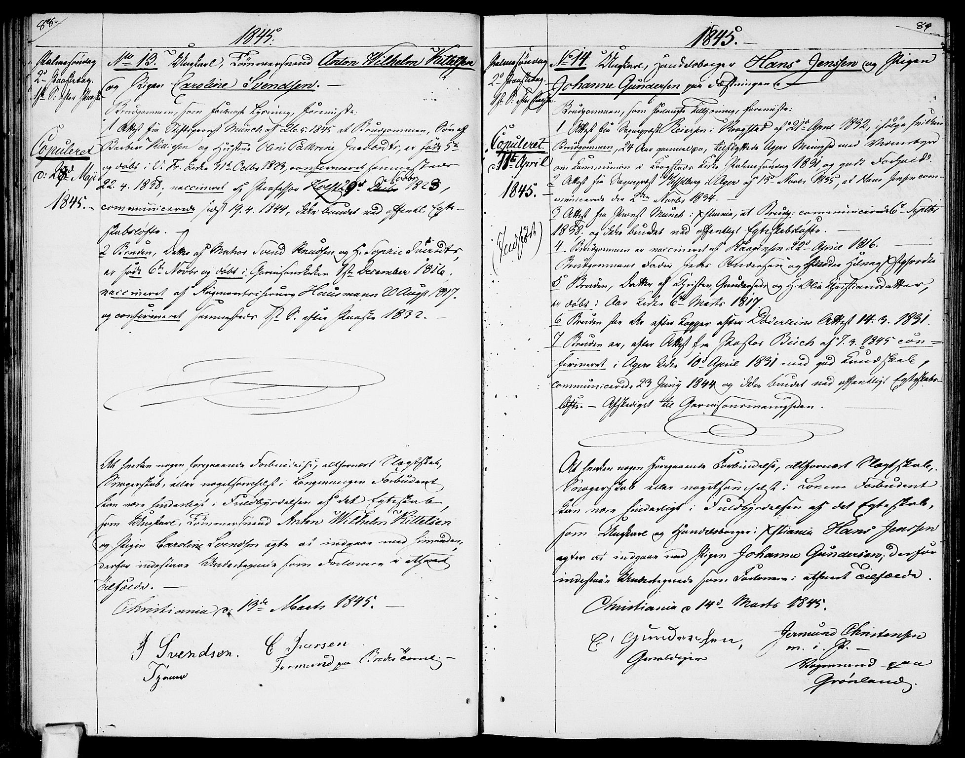 Garnisonsmenigheten Kirkebøker, AV/SAO-A-10846/H/Ha/L0005: Banns register no. I 5, 1844-1856, p. 88-89