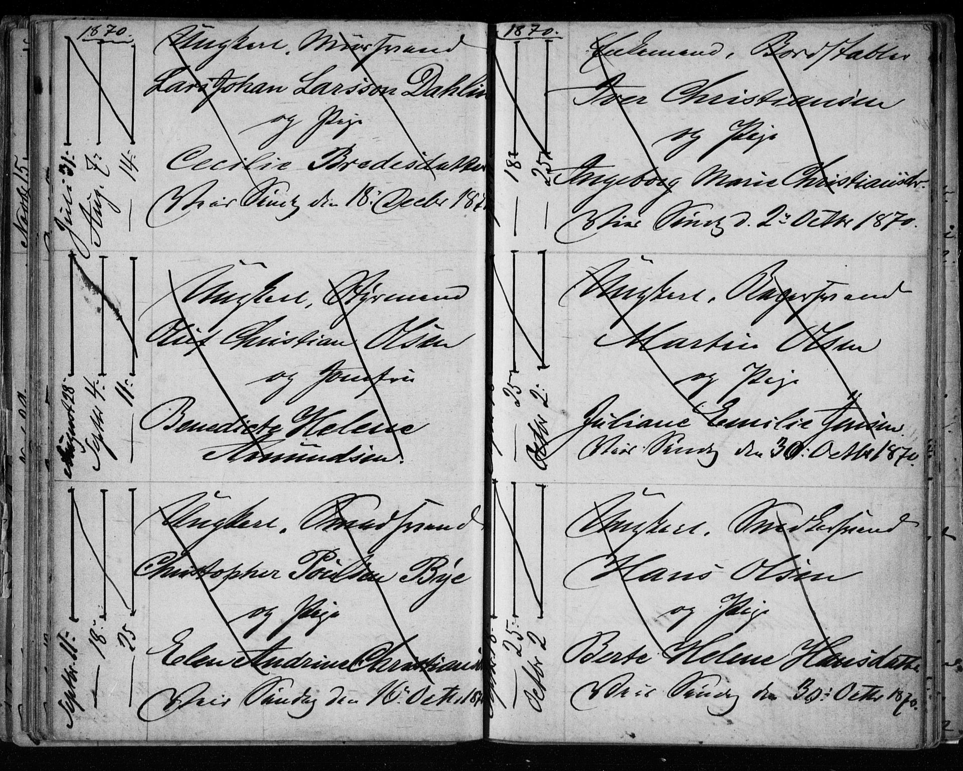 Bragernes kirkebøker, AV/SAKO-A-6/H/Ha/L0005: Banns register no. 5, 1866-1872