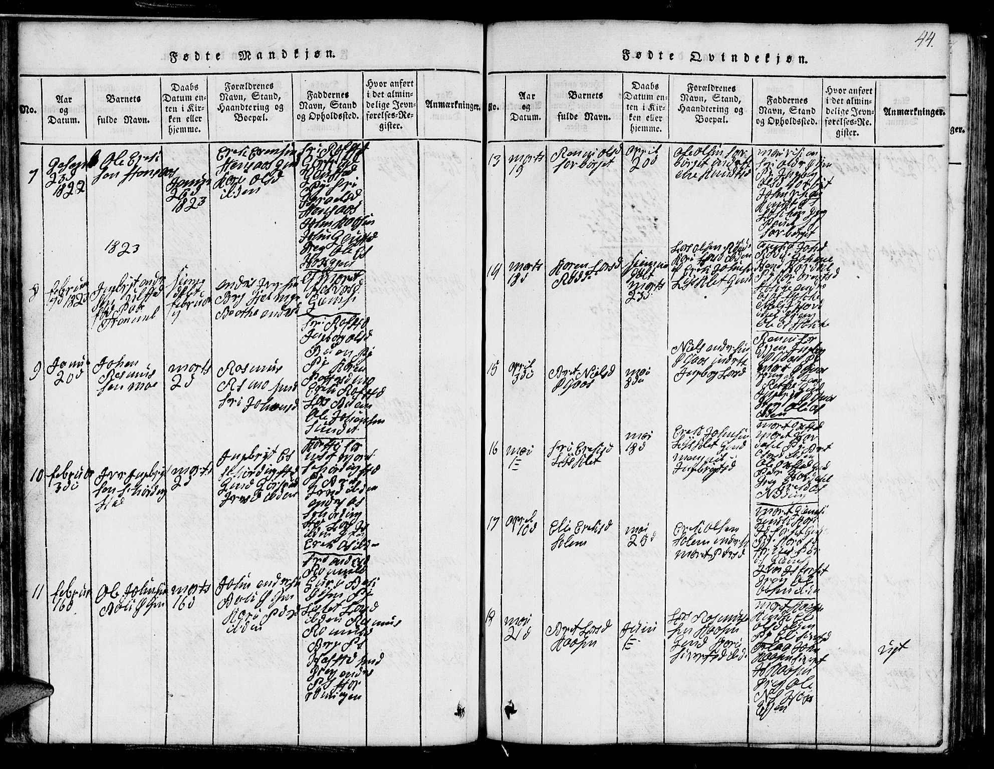 Ministerialprotokoller, klokkerbøker og fødselsregistre - Sør-Trøndelag, SAT/A-1456/691/L1092: Parish register (copy) no. 691C03, 1816-1852, p. 44