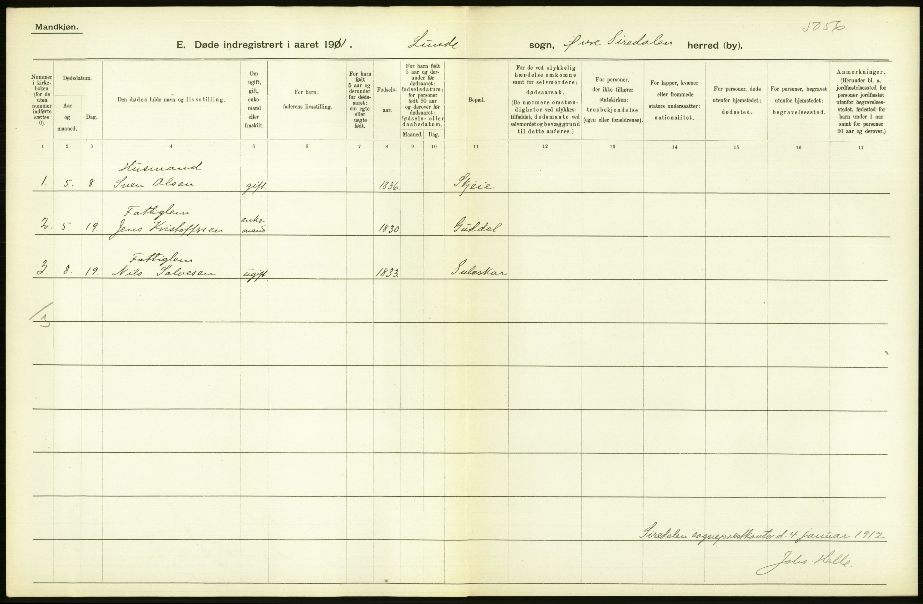 Statistisk sentralbyrå, Sosiodemografiske emner, Befolkning, AV/RA-S-2228/D/Df/Dfb/Dfba/L0024: Lister og Mandals amt:  Gifte, døde, dødfødte. Bygder og byer., 1911, p. 244