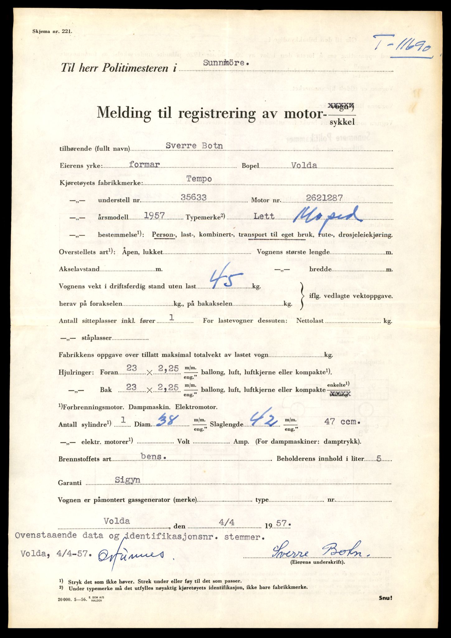 Møre og Romsdal vegkontor - Ålesund trafikkstasjon, SAT/A-4099/F/Fe/L0030: Registreringskort for kjøretøy T 11620 - T 11799, 1927-1998, p. 783