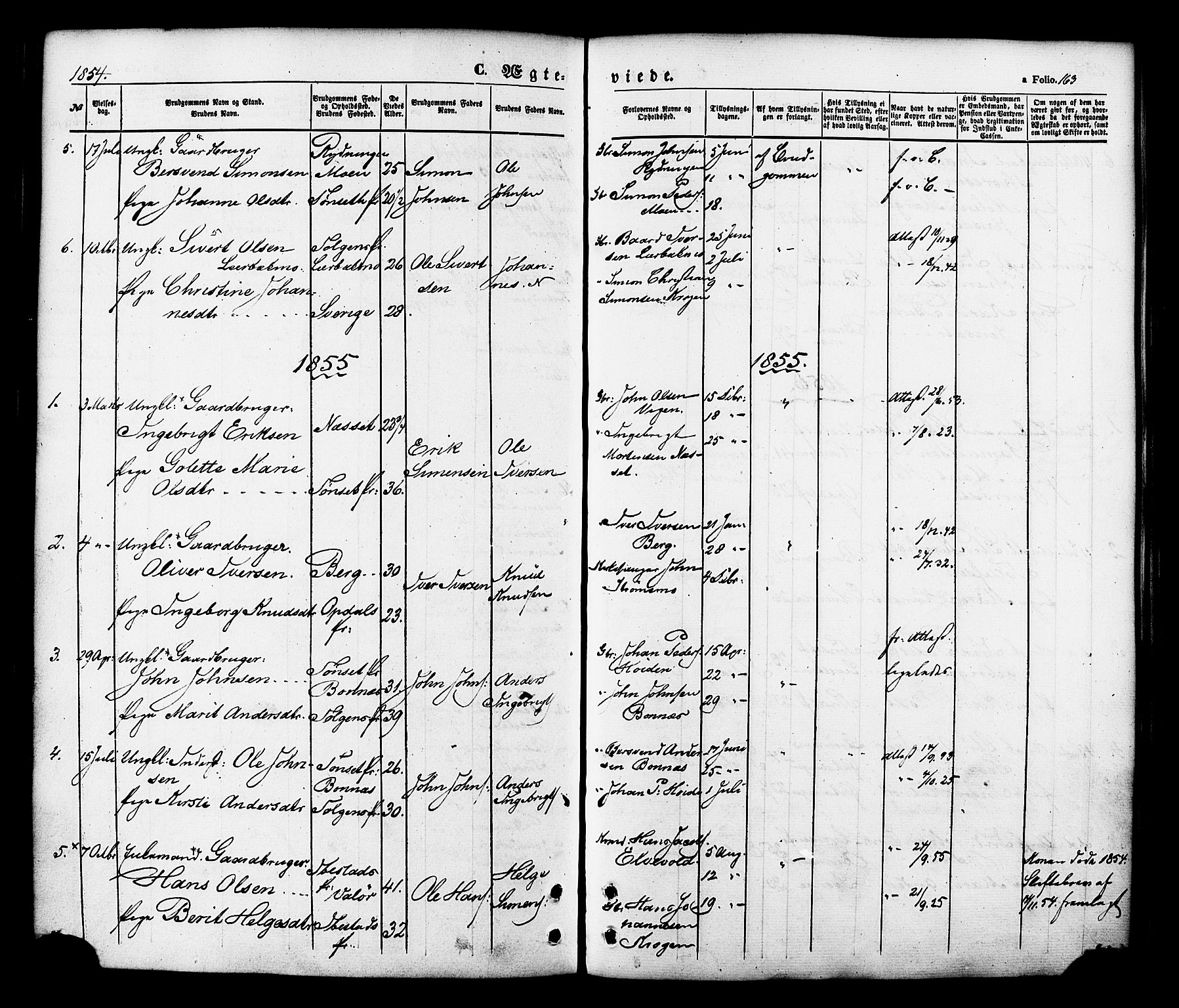 Målselv sokneprestembete, SATØ/S-1311/G/Ga/Gaa/L0008kirke: Parish register (official) no. 8, 1851-1877, p. 163