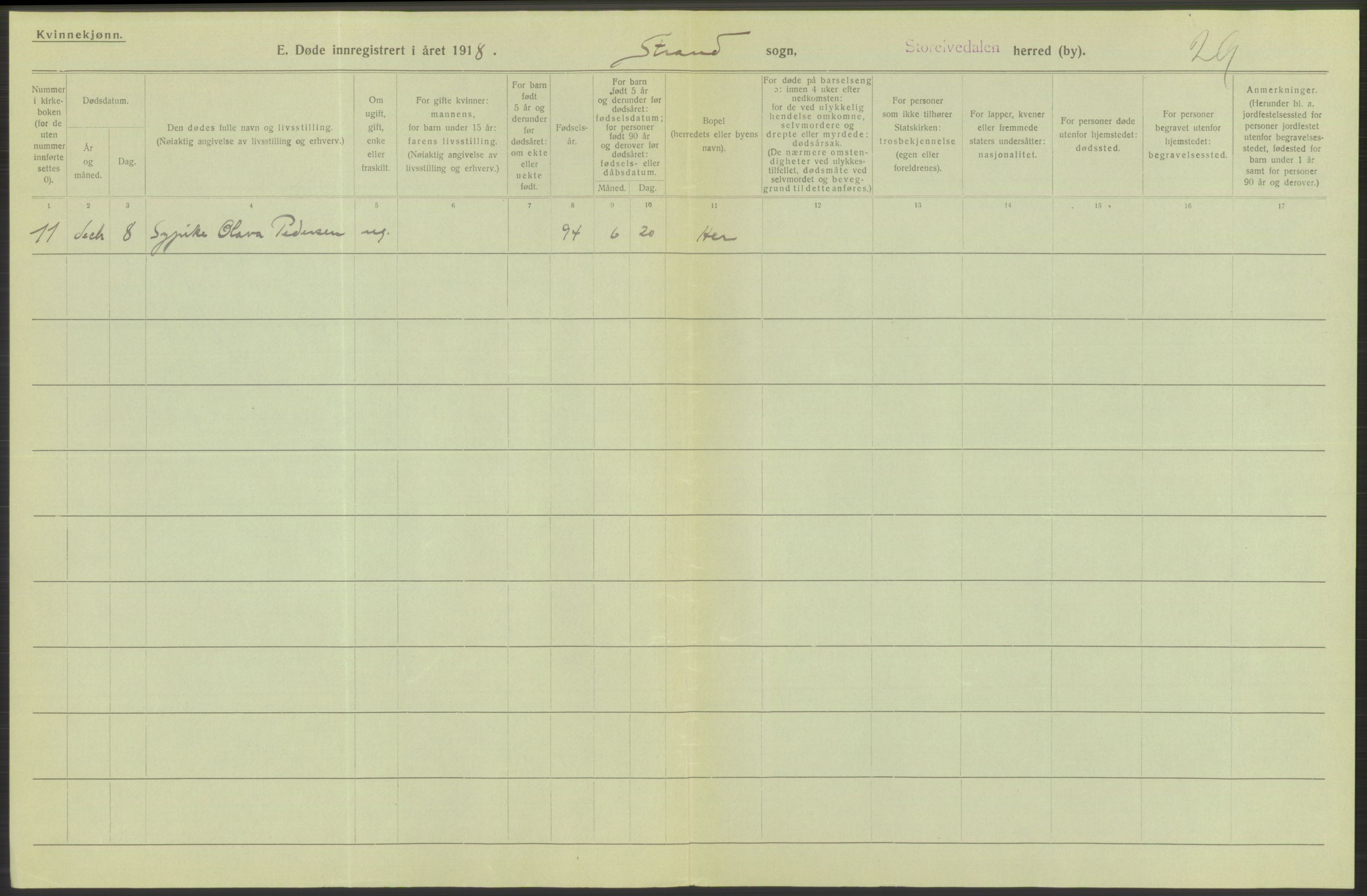 Statistisk sentralbyrå, Sosiodemografiske emner, Befolkning, RA/S-2228/D/Df/Dfb/Dfbh/L0014: Hedemarkens fylke: Døde. Bygder og byer., 1918, p. 132