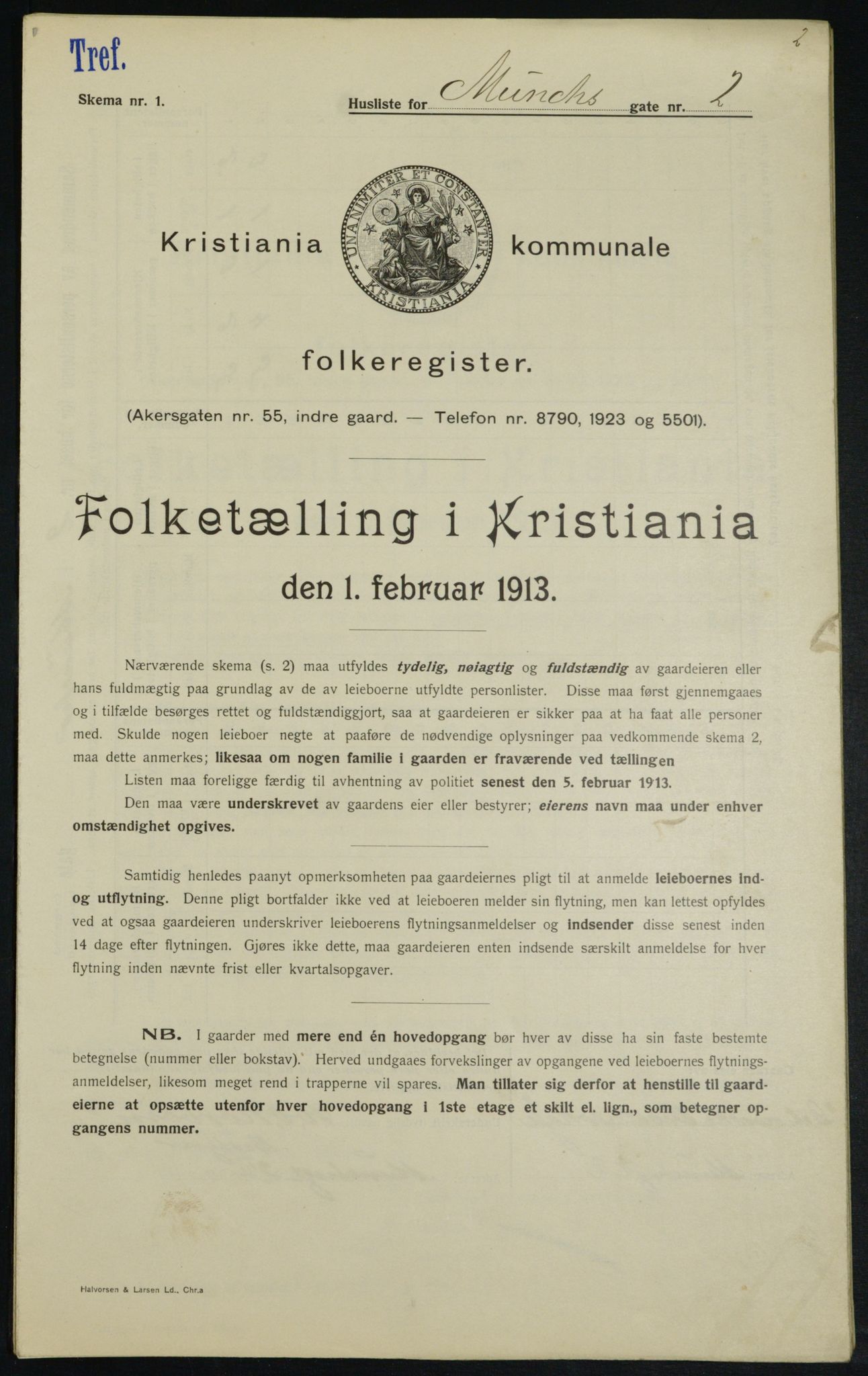 OBA, Municipal Census 1913 for Kristiania, 1913, p. 66553