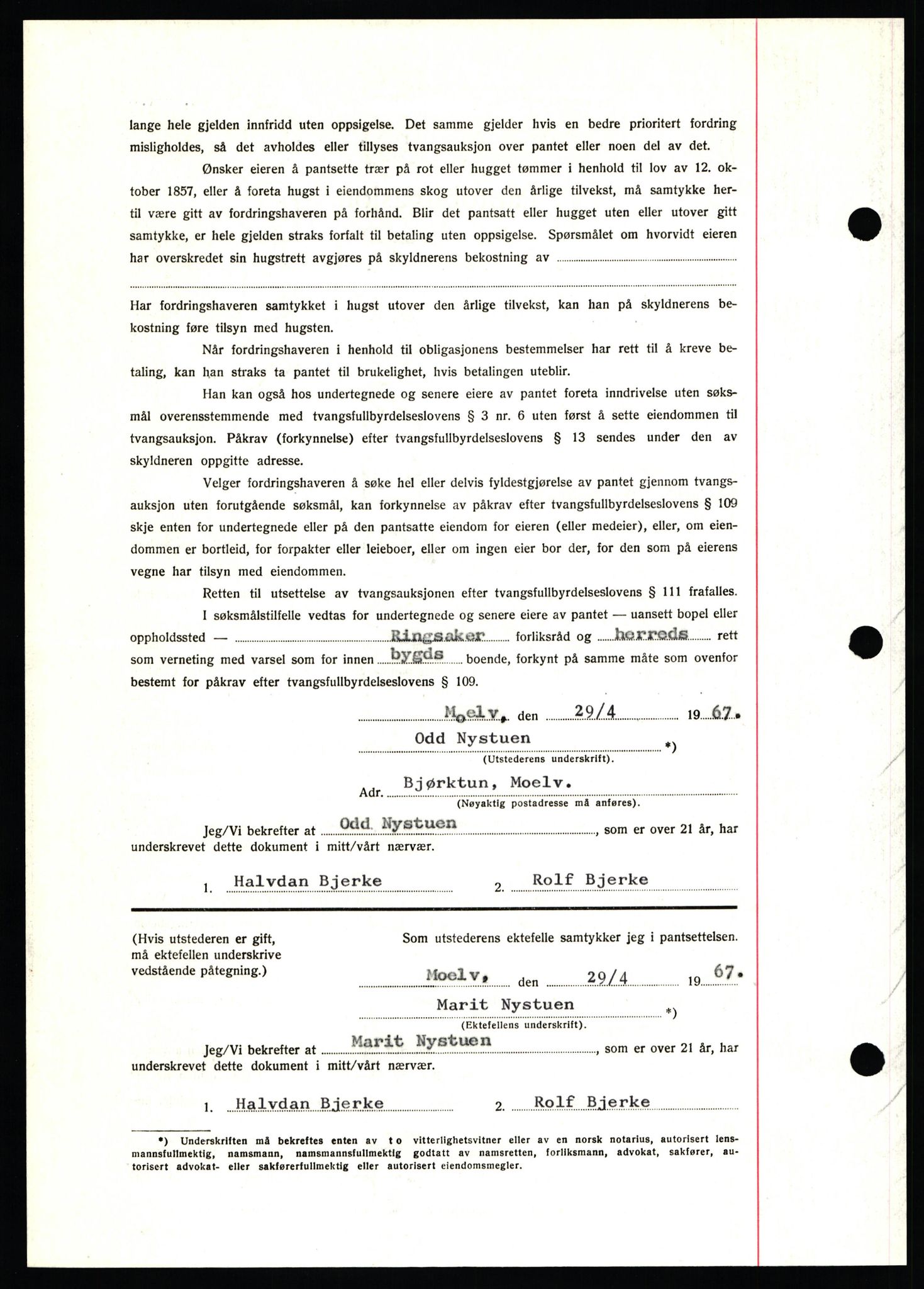 Nord-Hedmark sorenskriveri, SAH/TING-012/H/Hb/Hbf/L0071: Mortgage book no. B71, 1967-1967, Diary no: : 2065/1967