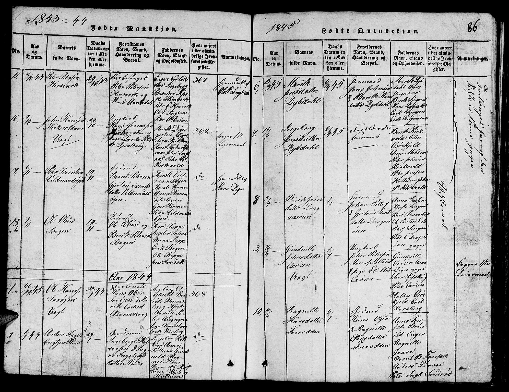 Ministerialprotokoller, klokkerbøker og fødselsregistre - Sør-Trøndelag, SAT/A-1456/688/L1026: Parish register (copy) no. 688C01, 1817-1860, p. 86