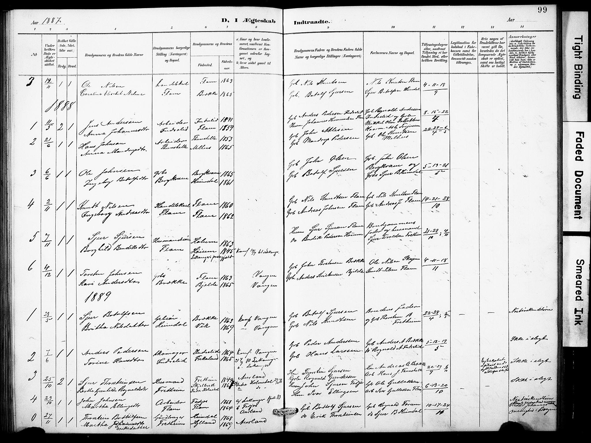 Aurland sokneprestembete, SAB/A-99937/H/Hb/Hbb/L0002: Parish register (copy) no. B 2, 1887-1929, p. 99