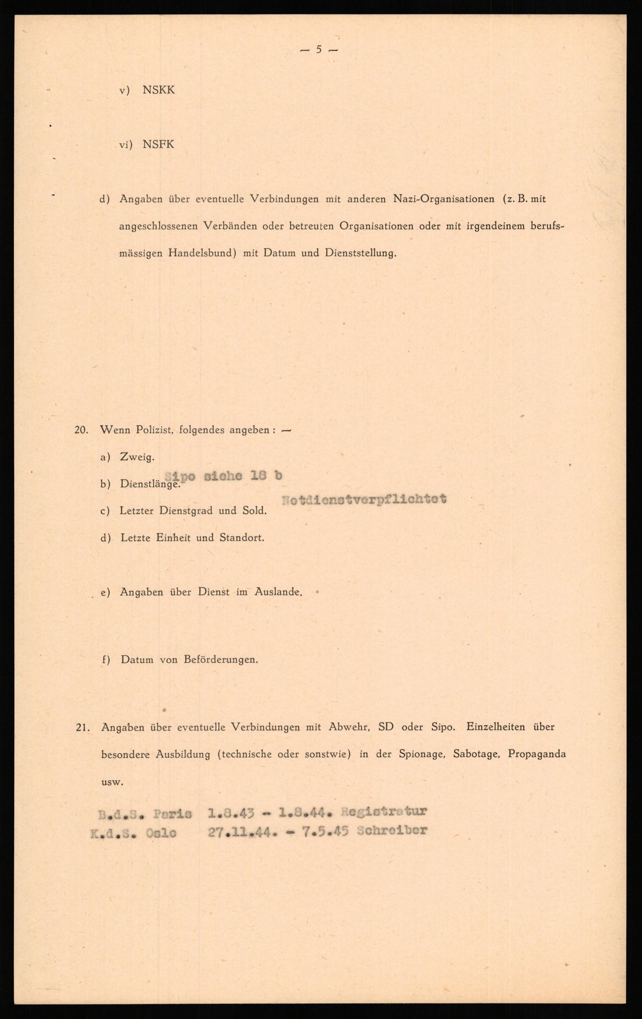 Forsvaret, Forsvarets overkommando II, AV/RA-RAFA-3915/D/Db/L0026: CI Questionaires. Tyske okkupasjonsstyrker i Norge. Tyskere., 1945-1946, p. 452