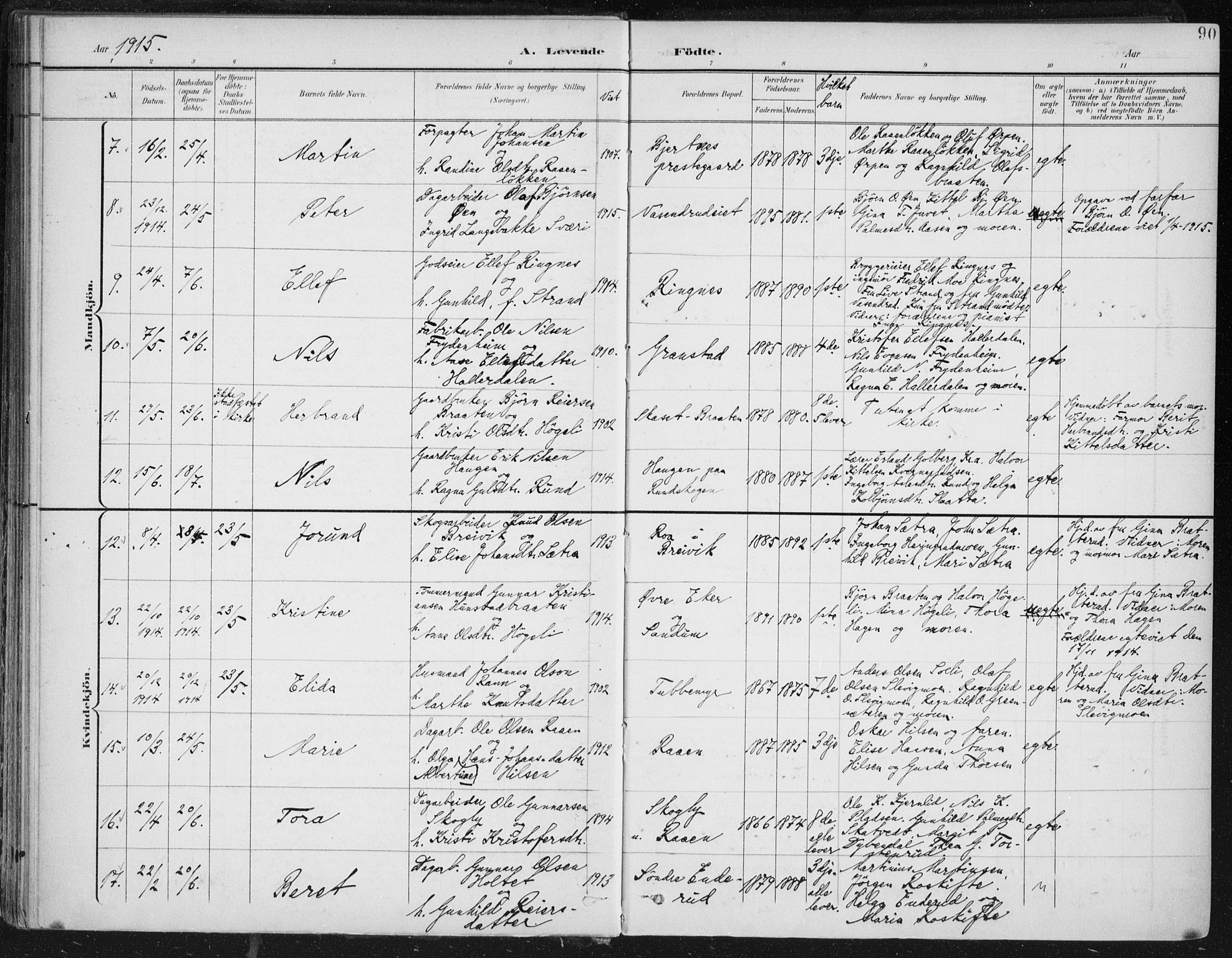 Krødsherad kirkebøker, AV/SAKO-A-19/F/Fa/L0007: Parish register (official) no. 7, 1900-1915, p. 90