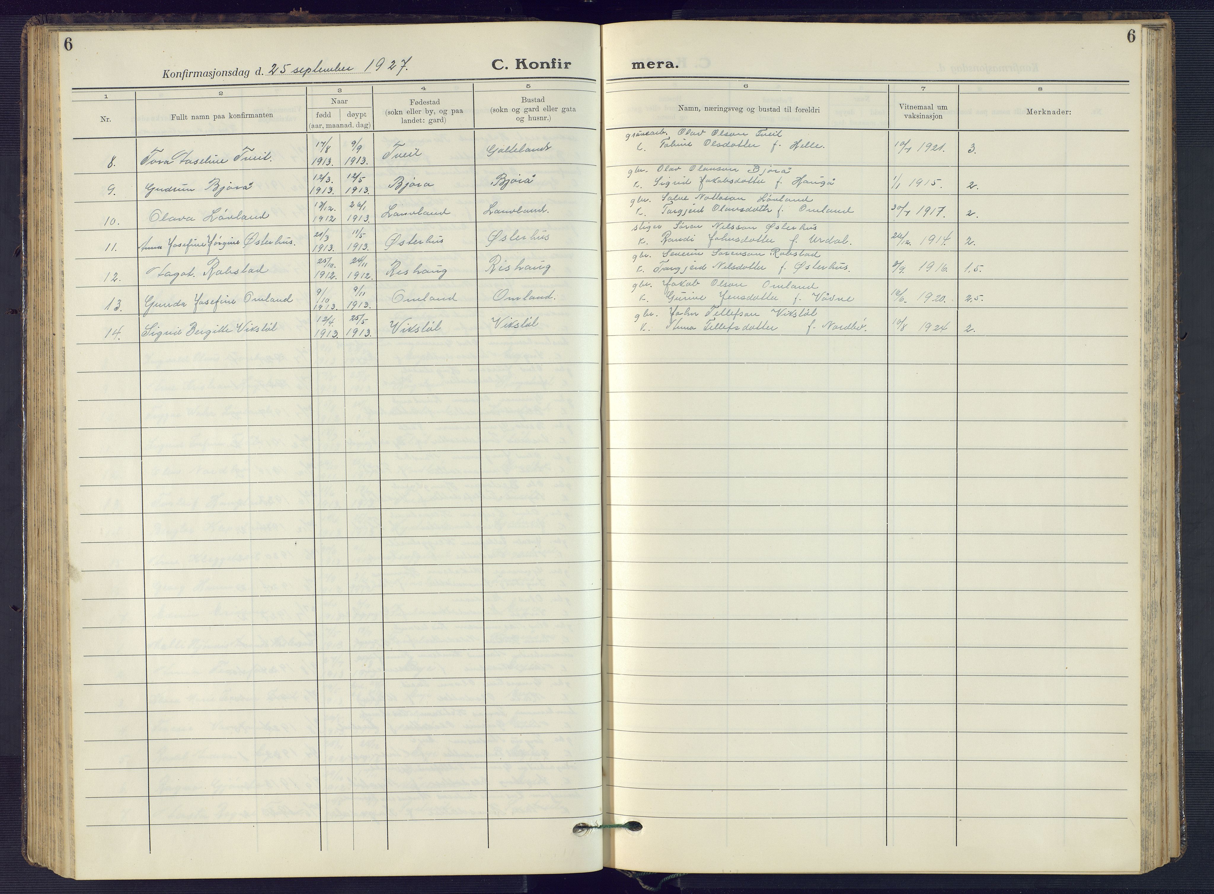 Evje sokneprestkontor, AV/SAK-1111-0008/F/Fb/Fba/L0006: Parish register (copy) no. B 6, 1927-1956, p. 6