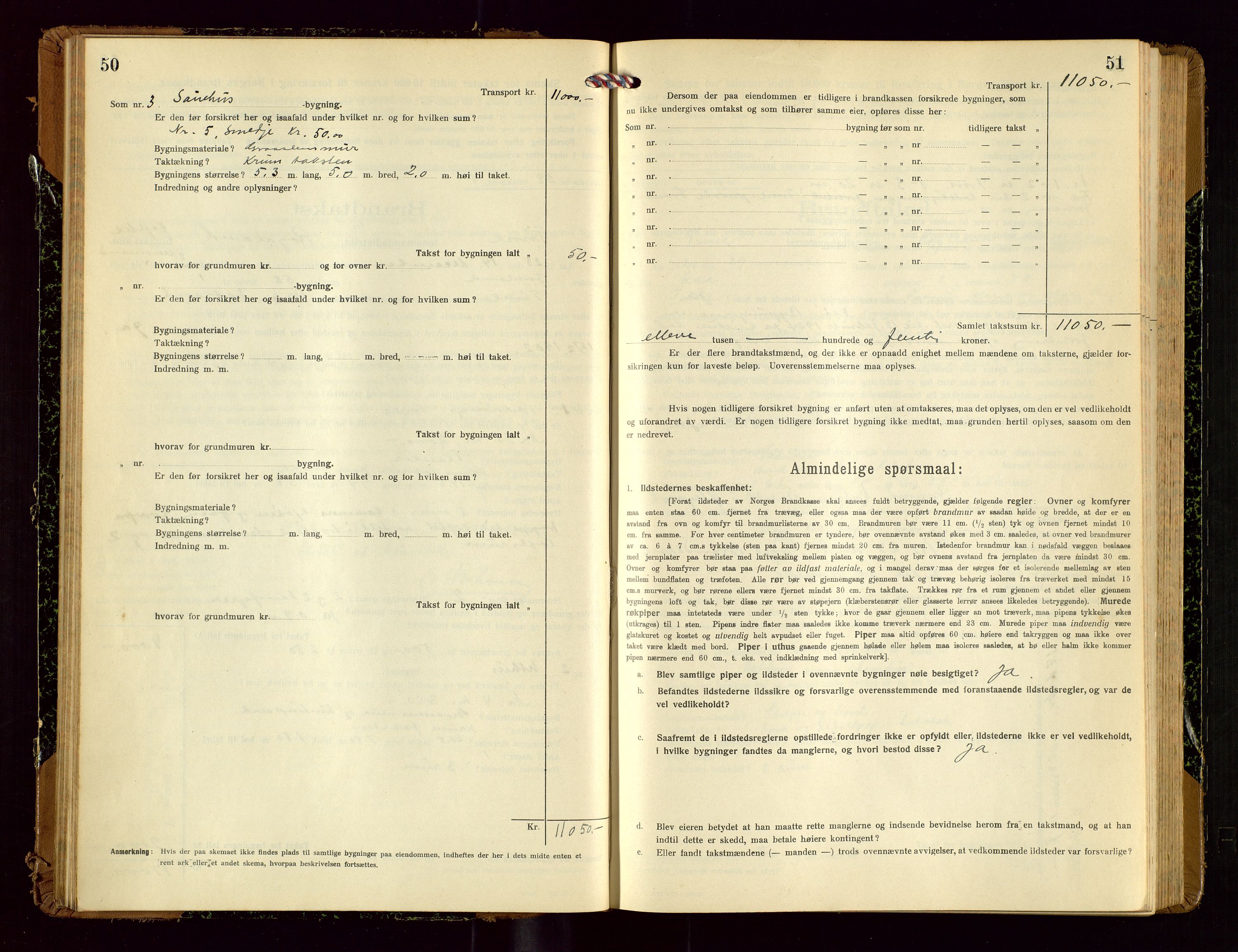 Time lensmannskontor, SAST/A-100420/Gob/L0002: Branntakstprotokoll, 1919-1952, p. 50-51