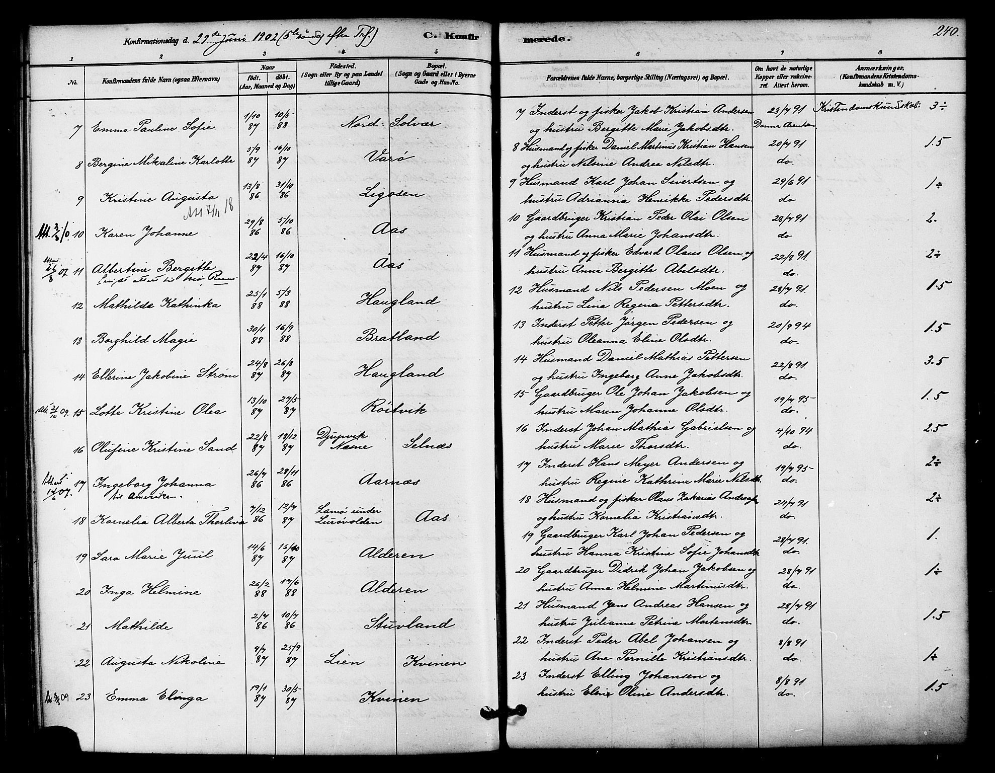 Ministerialprotokoller, klokkerbøker og fødselsregistre - Nordland, SAT/A-1459/839/L0568: Parish register (official) no. 839A05, 1880-1902, p. 240