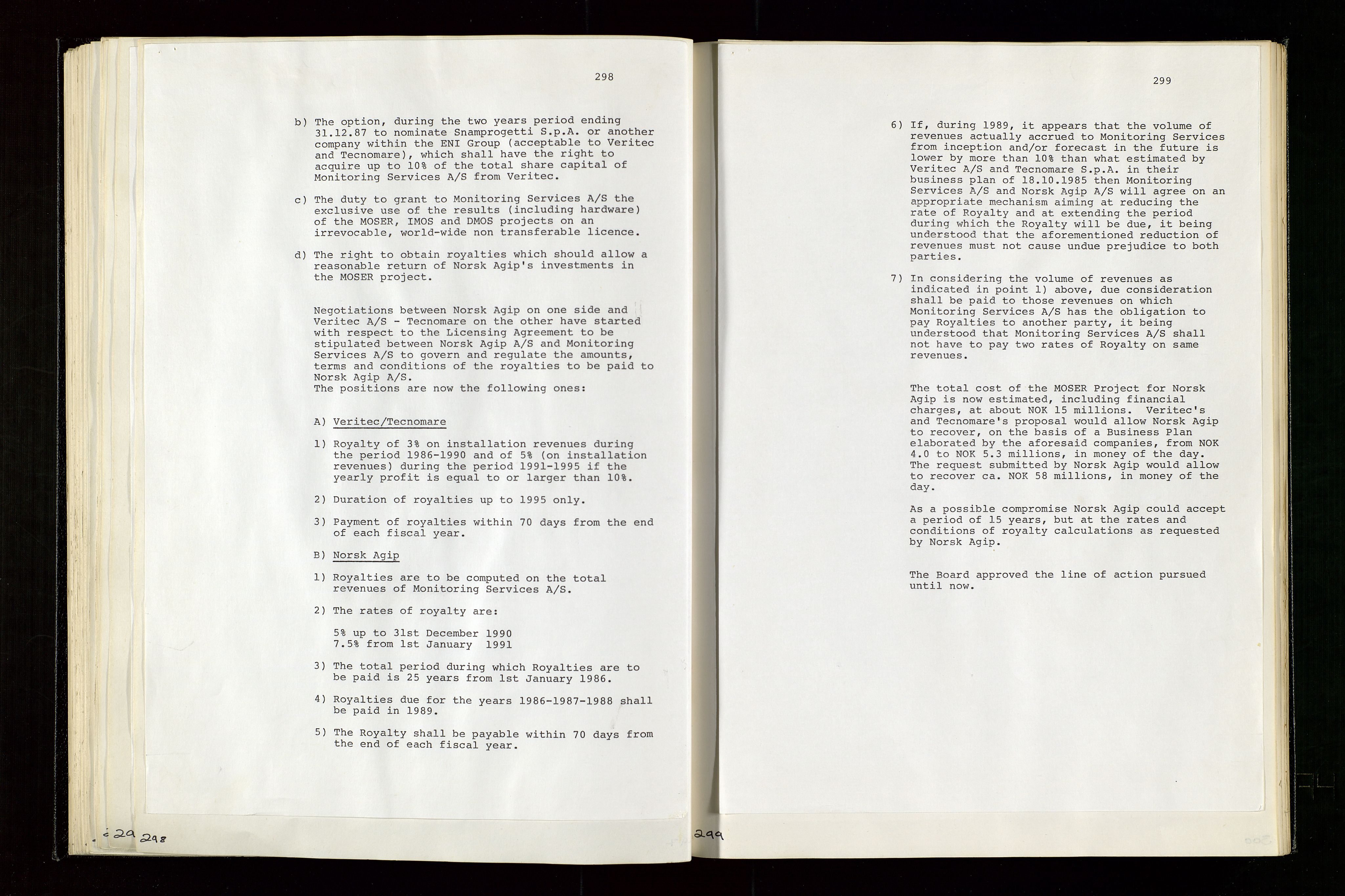 Pa 1583 - Norsk Agip AS, AV/SAST-A-102138/A/Aa/L0003: Board of Directors meeting minutes, 1979-1983, p. 298-299