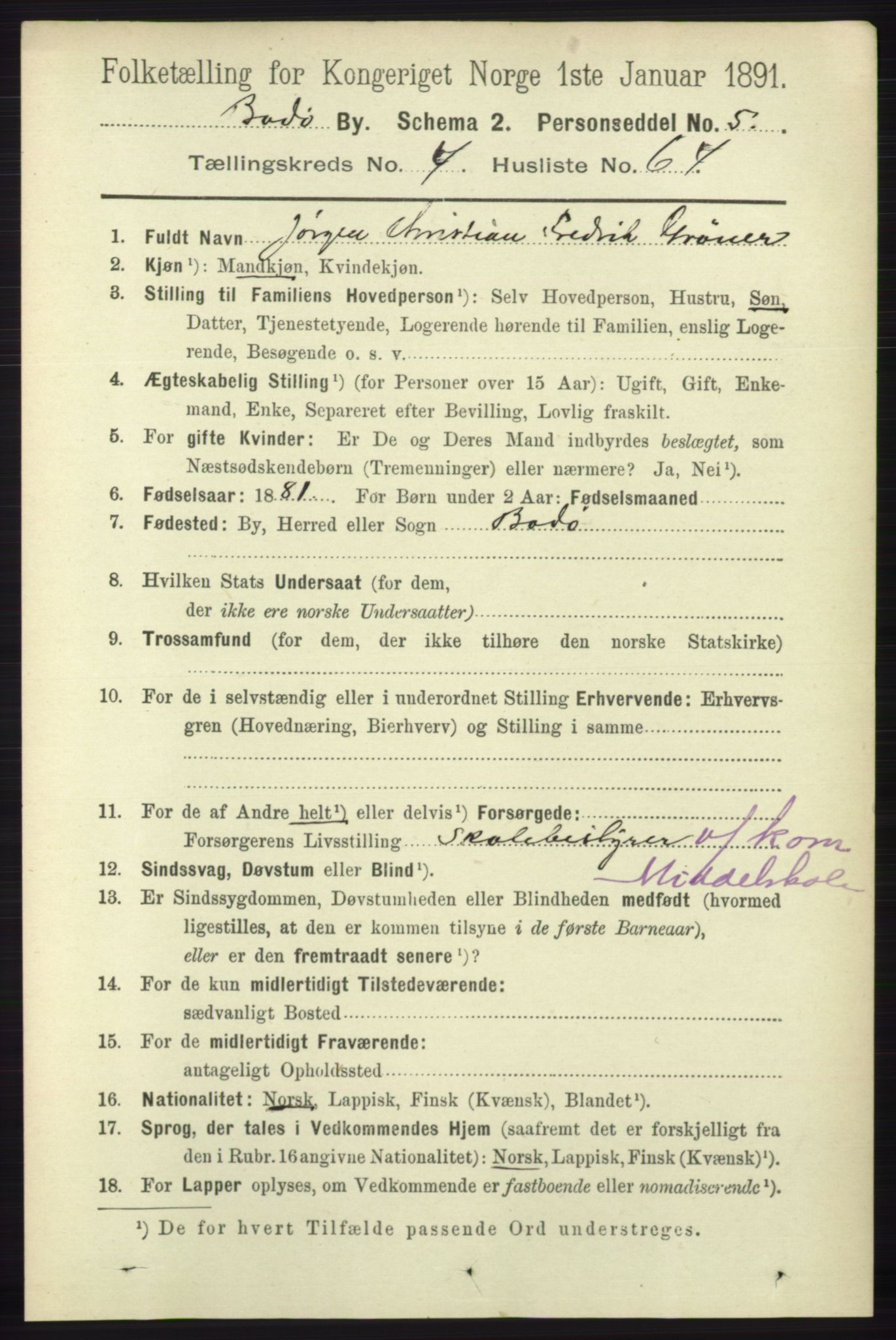 RA, 1891 census for 1804 Bodø, 1891, p. 3792