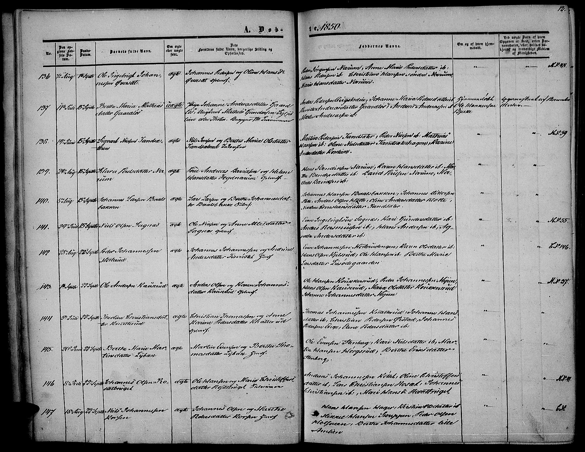 Vestre Toten prestekontor, AV/SAH-PREST-108/H/Ha/Haa/L0005: Parish register (official) no. 5, 1850-1855, p. 13