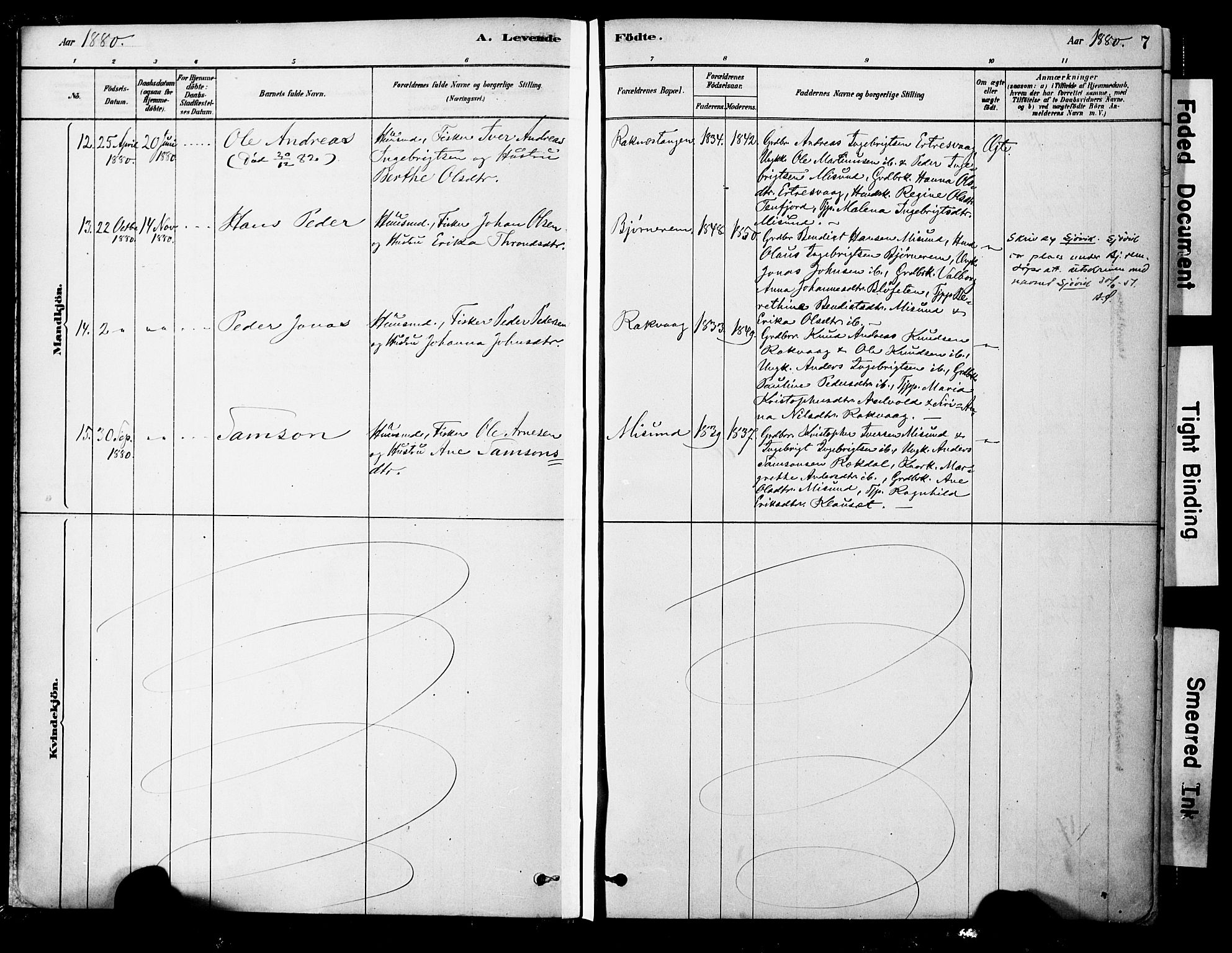 Ministerialprotokoller, klokkerbøker og fødselsregistre - Møre og Romsdal, AV/SAT-A-1454/563/L0736: Parish register (official) no. 563A01, 1878-1903, p. 7