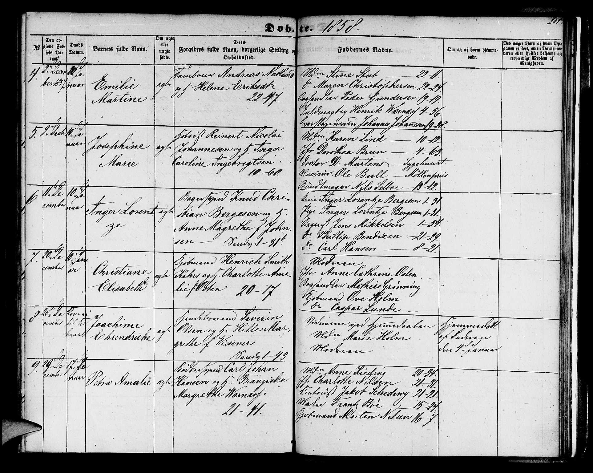 Korskirken sokneprestembete, SAB/A-76101/H/Hab: Parish register (copy) no. B 3, 1853-1858, p. 201