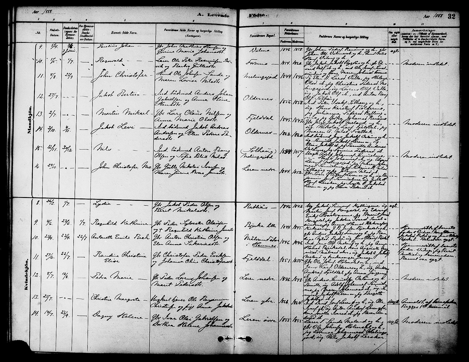 Ministerialprotokoller, klokkerbøker og fødselsregistre - Nordland, AV/SAT-A-1459/826/L0379: Parish register (official) no. 826A02, 1878-1895, p. 32