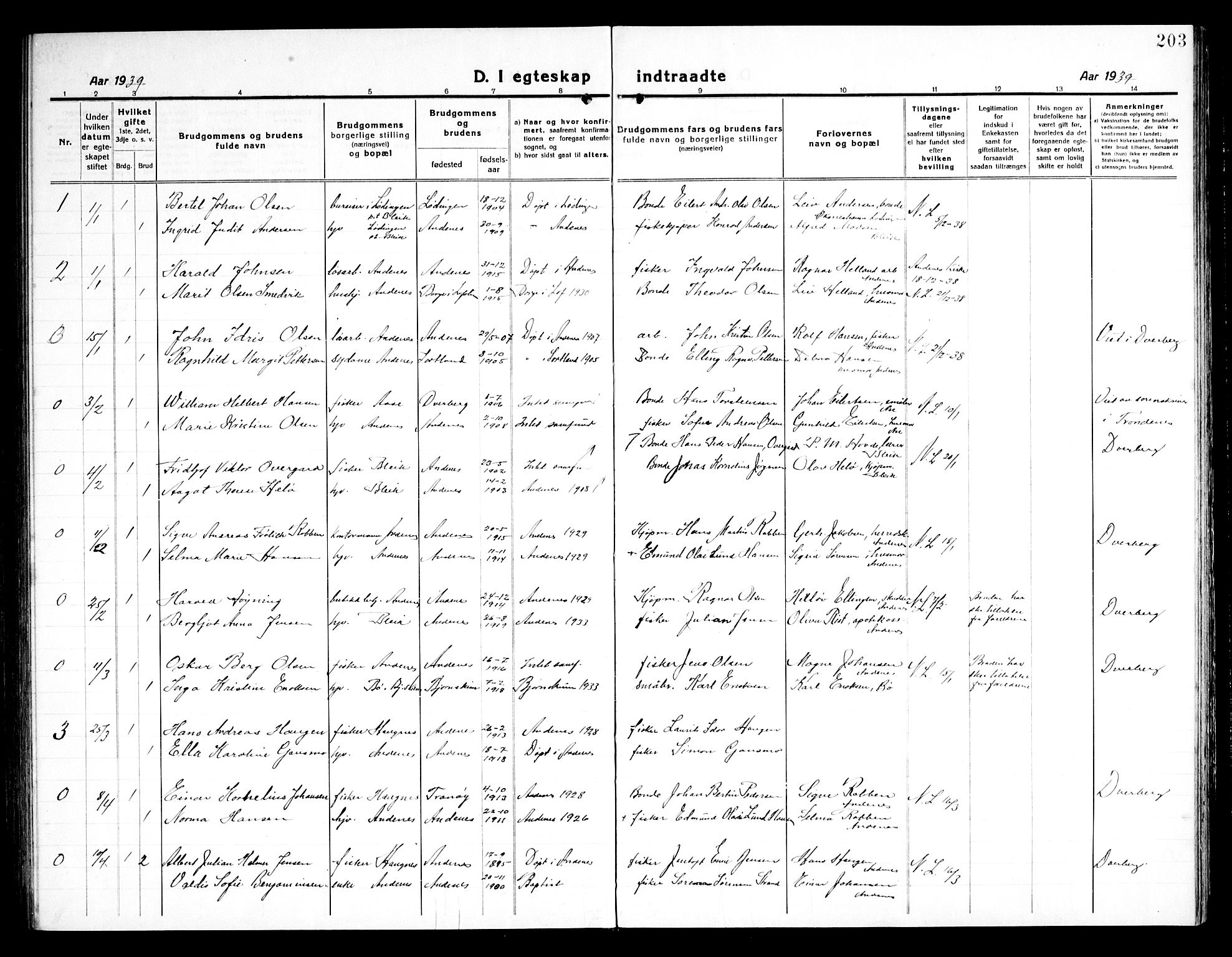 Ministerialprotokoller, klokkerbøker og fødselsregistre - Nordland, SAT/A-1459/899/L1450: Parish register (copy) no. 899C05, 1918-1945, p. 203