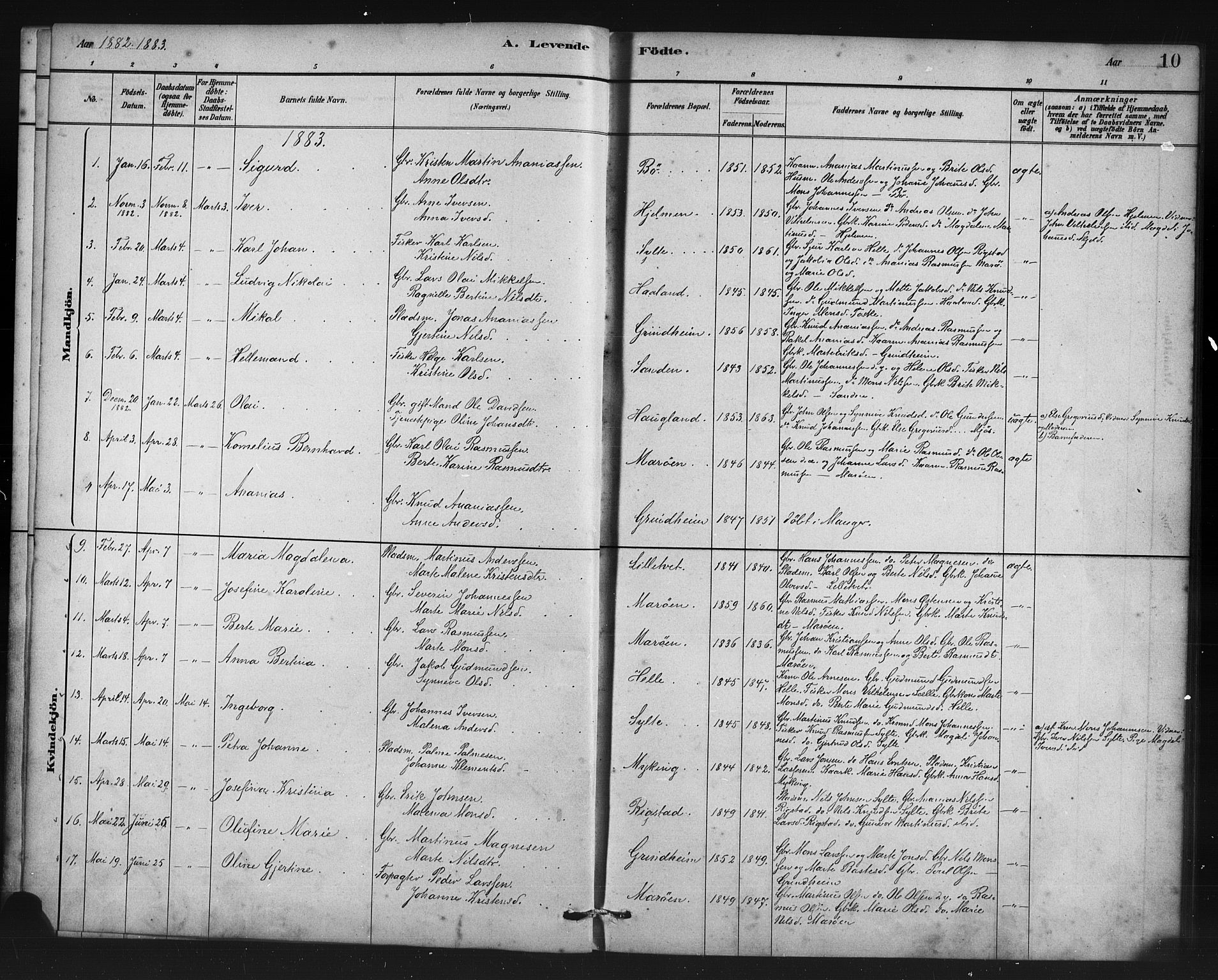 Manger sokneprestembete, AV/SAB-A-76801/H/Haa: Parish register (official) no. C 1, 1881-1890, p. 10