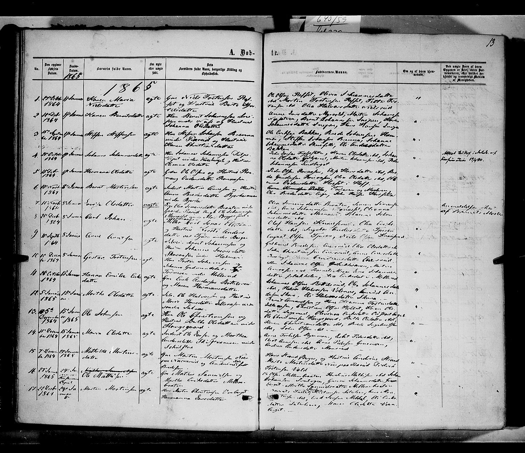 Grue prestekontor, AV/SAH-PREST-036/H/Ha/Haa/L0010: Parish register (official) no. 10, 1864-1873, p. 13