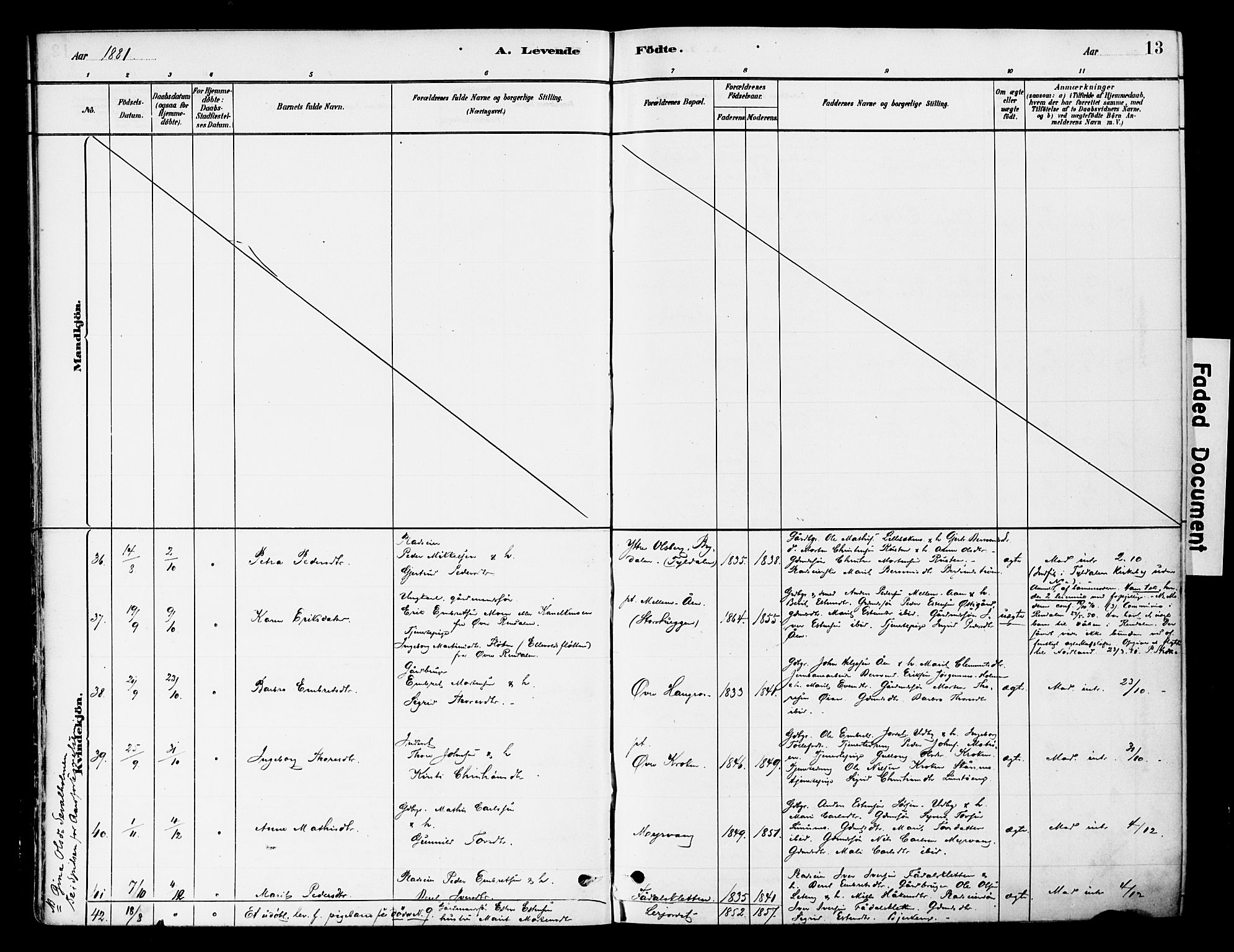 Tynset prestekontor, SAH/PREST-058/H/Ha/Haa/L0022: Parish register (official) no. 22, 1880-1899, p. 13