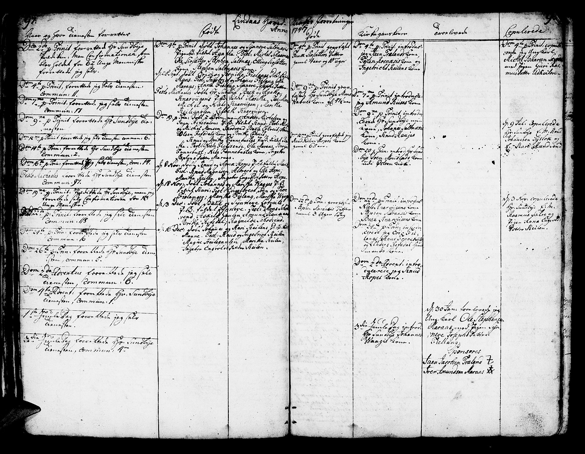 Lindås Sokneprestembete, SAB/A-76701/H/Haa: Parish register (official) no. A 2, 1740-1748, p. 97-98