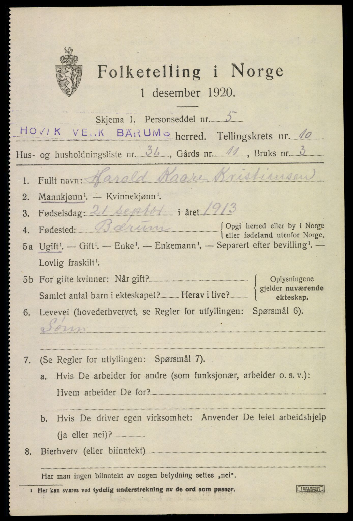 SAO, 1920 census for Bærum, 1920, p. 24418