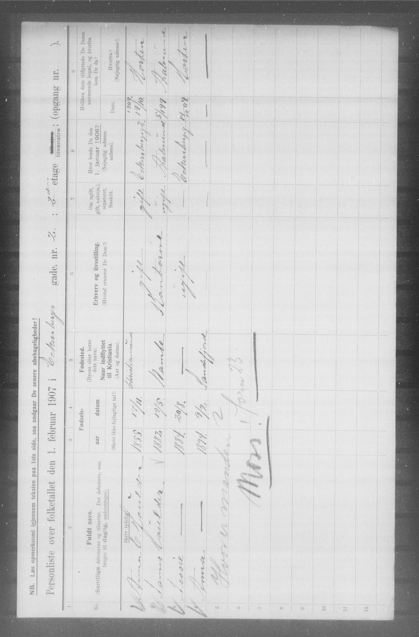 OBA, Municipal Census 1907 for Kristiania, 1907, p. 9267