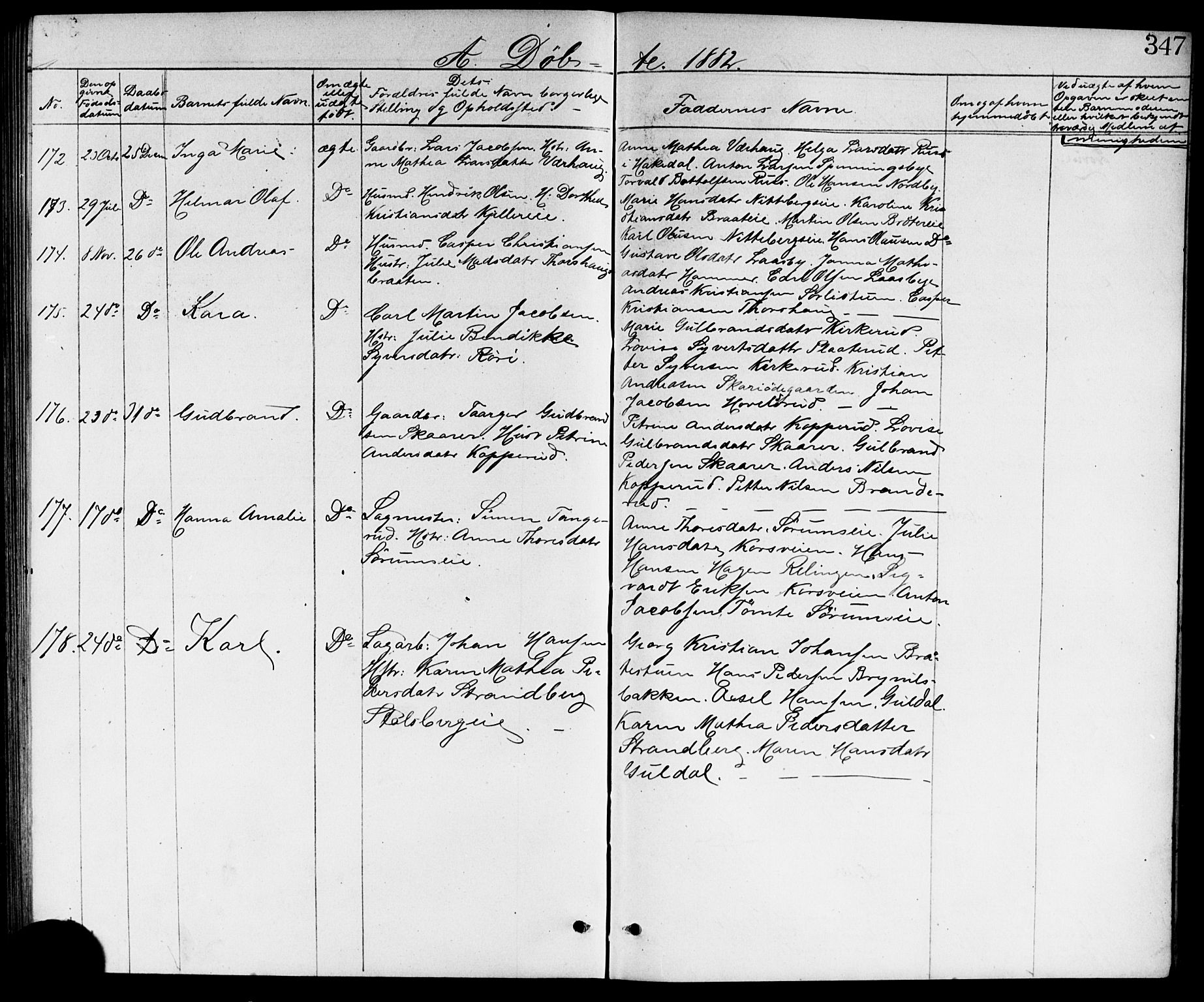 Skedsmo prestekontor Kirkebøker, AV/SAO-A-10033a/G/Ga/L0003: Parish register (copy) no. I 3, 1873-1882, p. 347