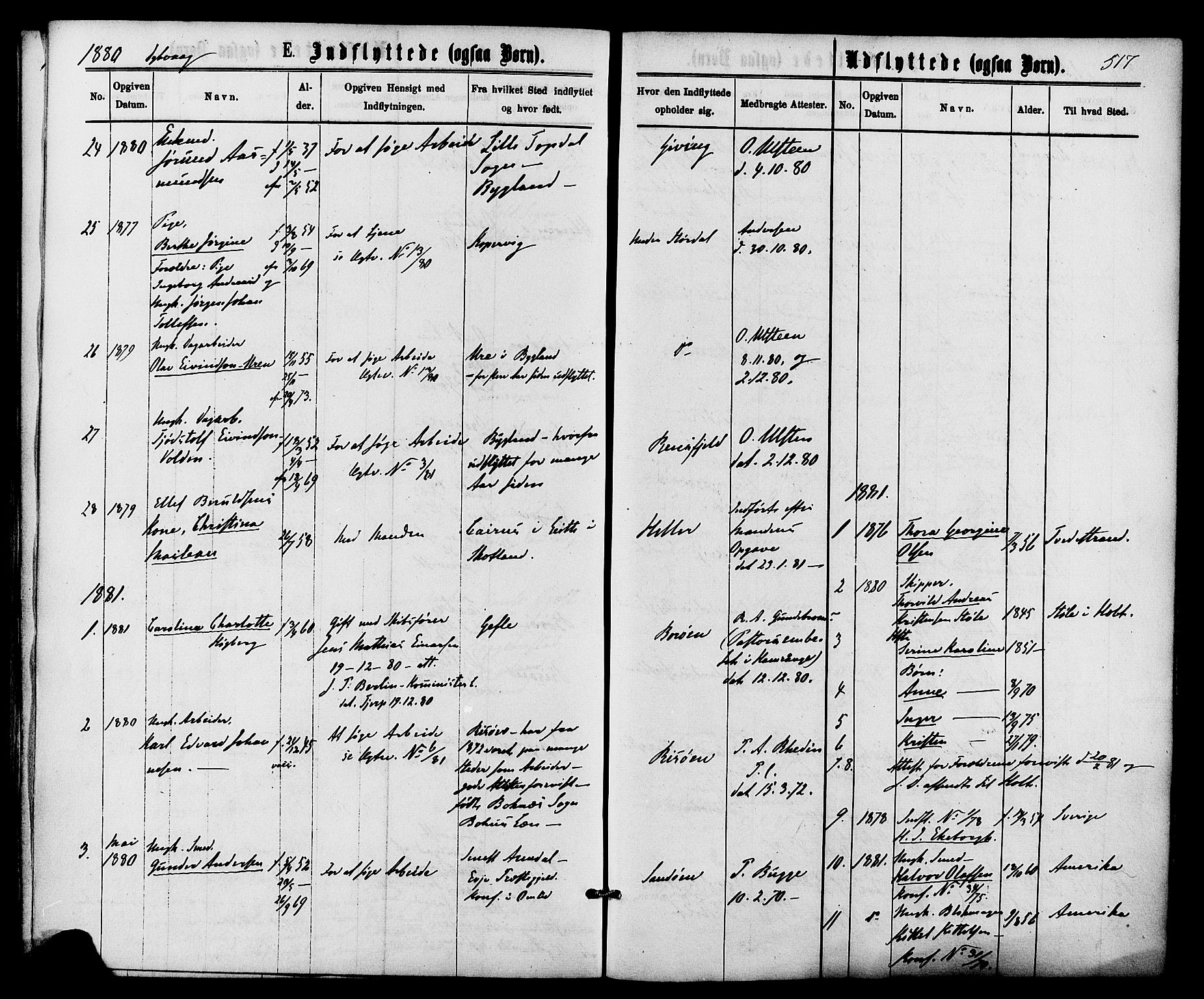 Dypvåg sokneprestkontor, SAK/1111-0007/F/Fa/Faa/L0007: Parish register (official) no. A 7/ 1, 1872-1884, p. 517