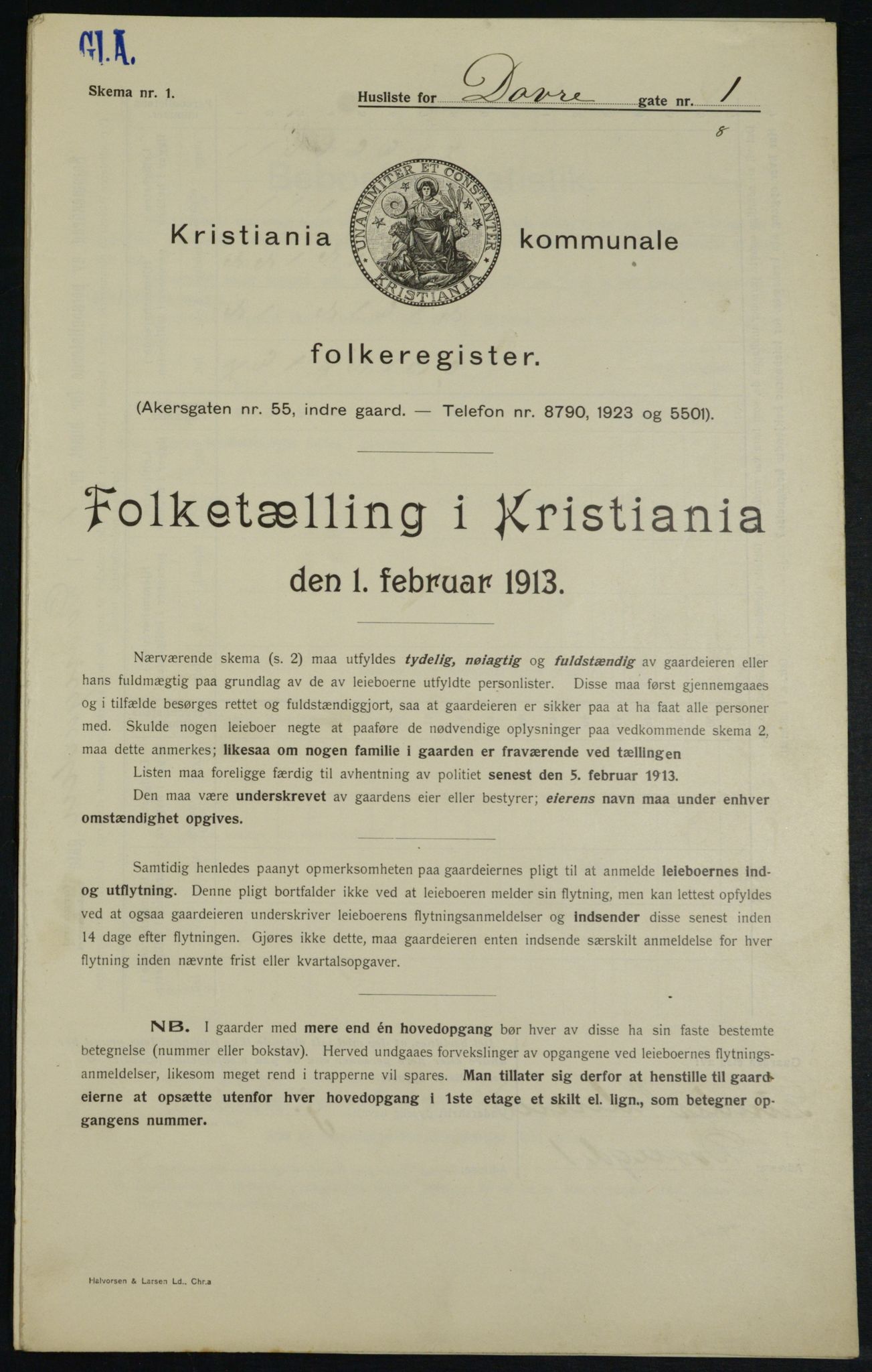 OBA, Municipal Census 1913 for Kristiania, 1913, p. 16065