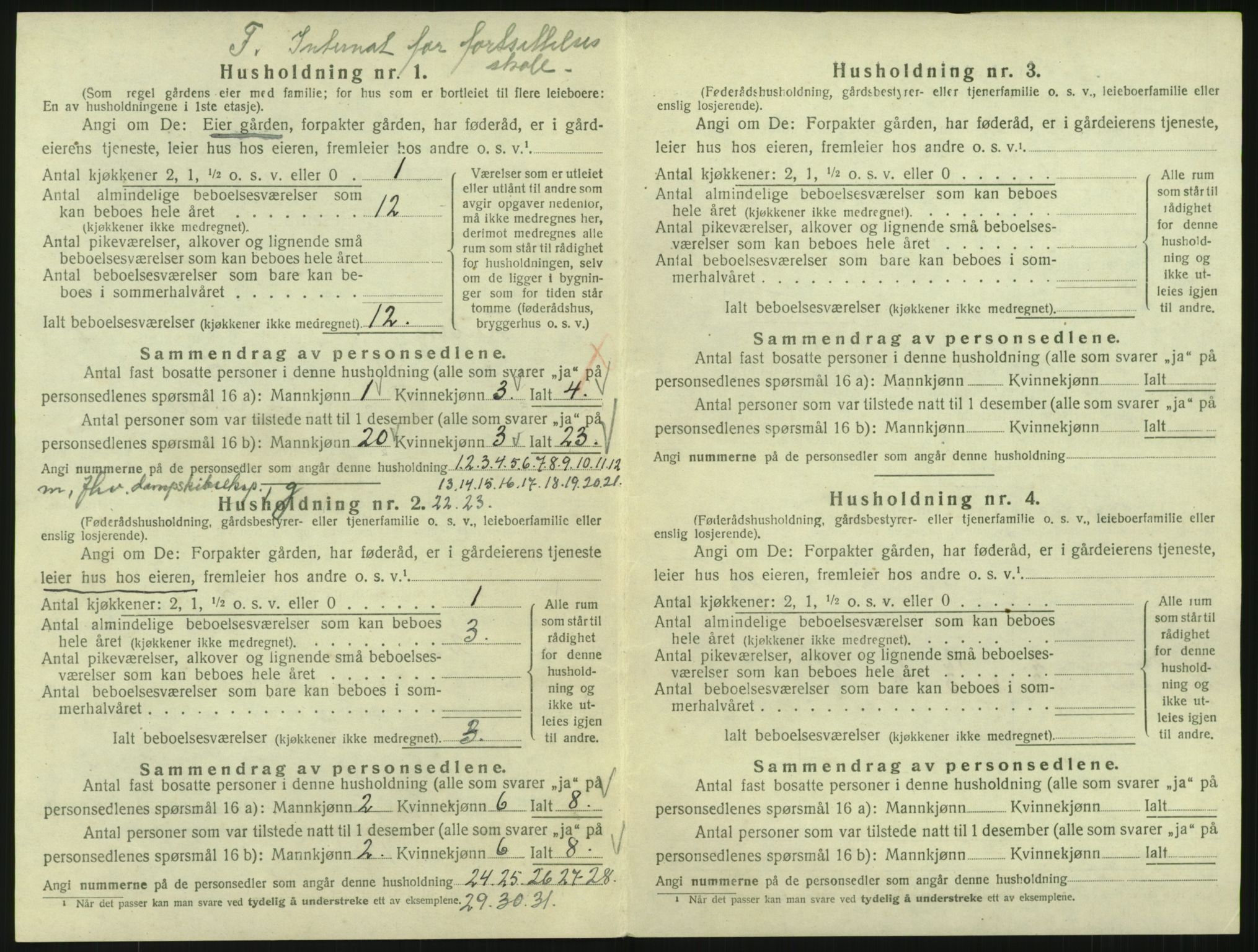 SAH, 1920 census for Fluberg, 1920, p. 39