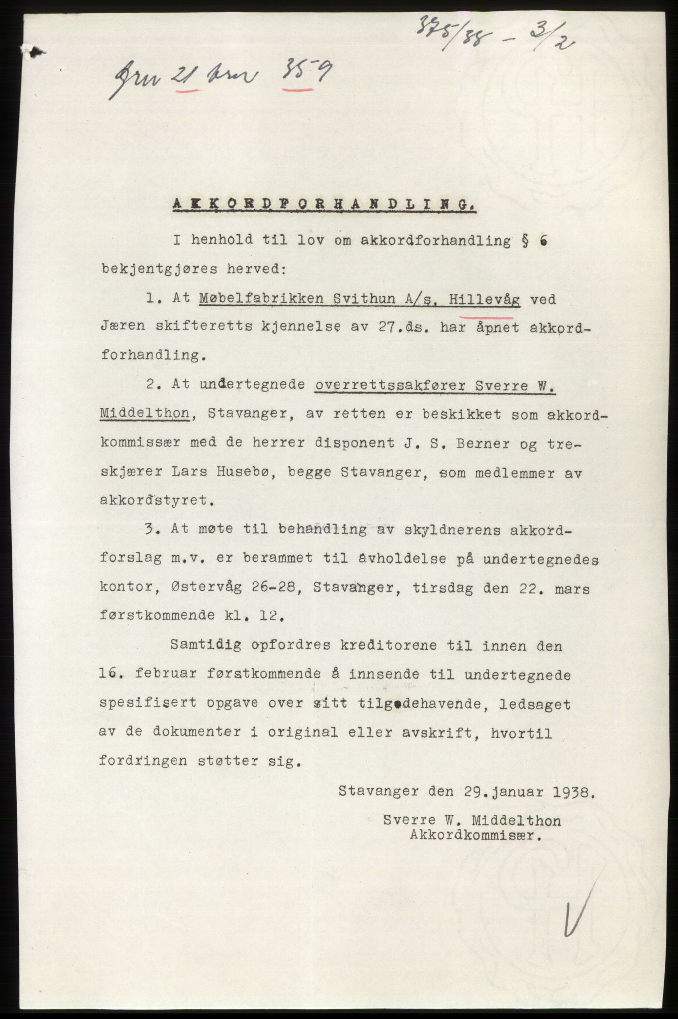 Jæren sorenskriveri, SAST/A-100310/03/G/Gba/L0070: Mortgage book, 1938-1938, Diary no: : 375/1938