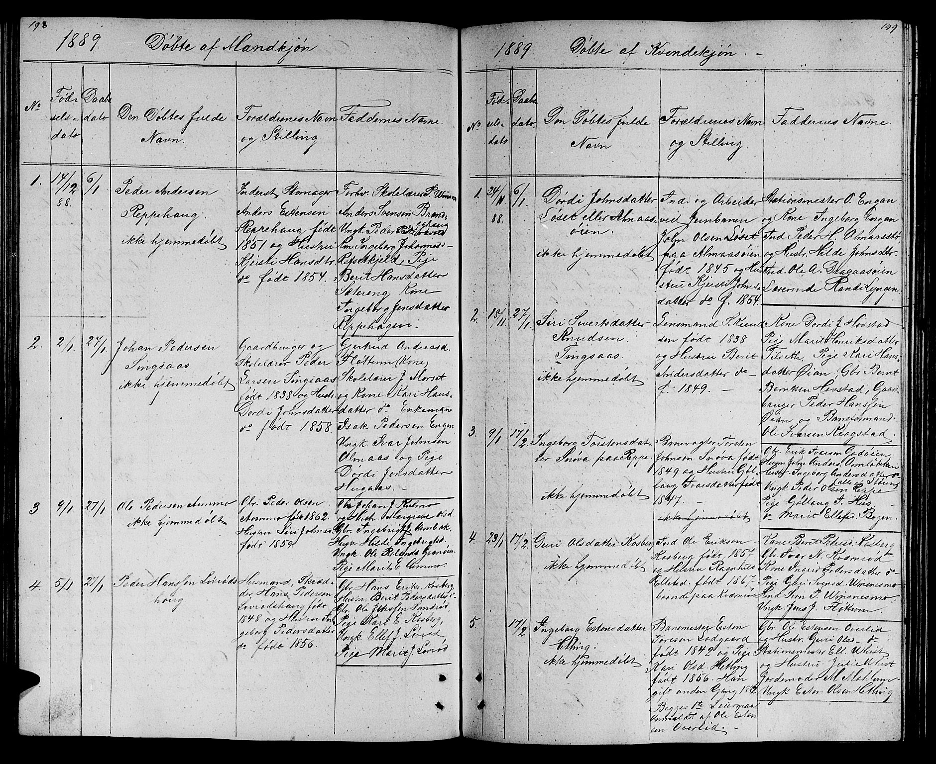 Ministerialprotokoller, klokkerbøker og fødselsregistre - Sør-Trøndelag, AV/SAT-A-1456/688/L1027: Parish register (copy) no. 688C02, 1861-1889, p. 198-199
