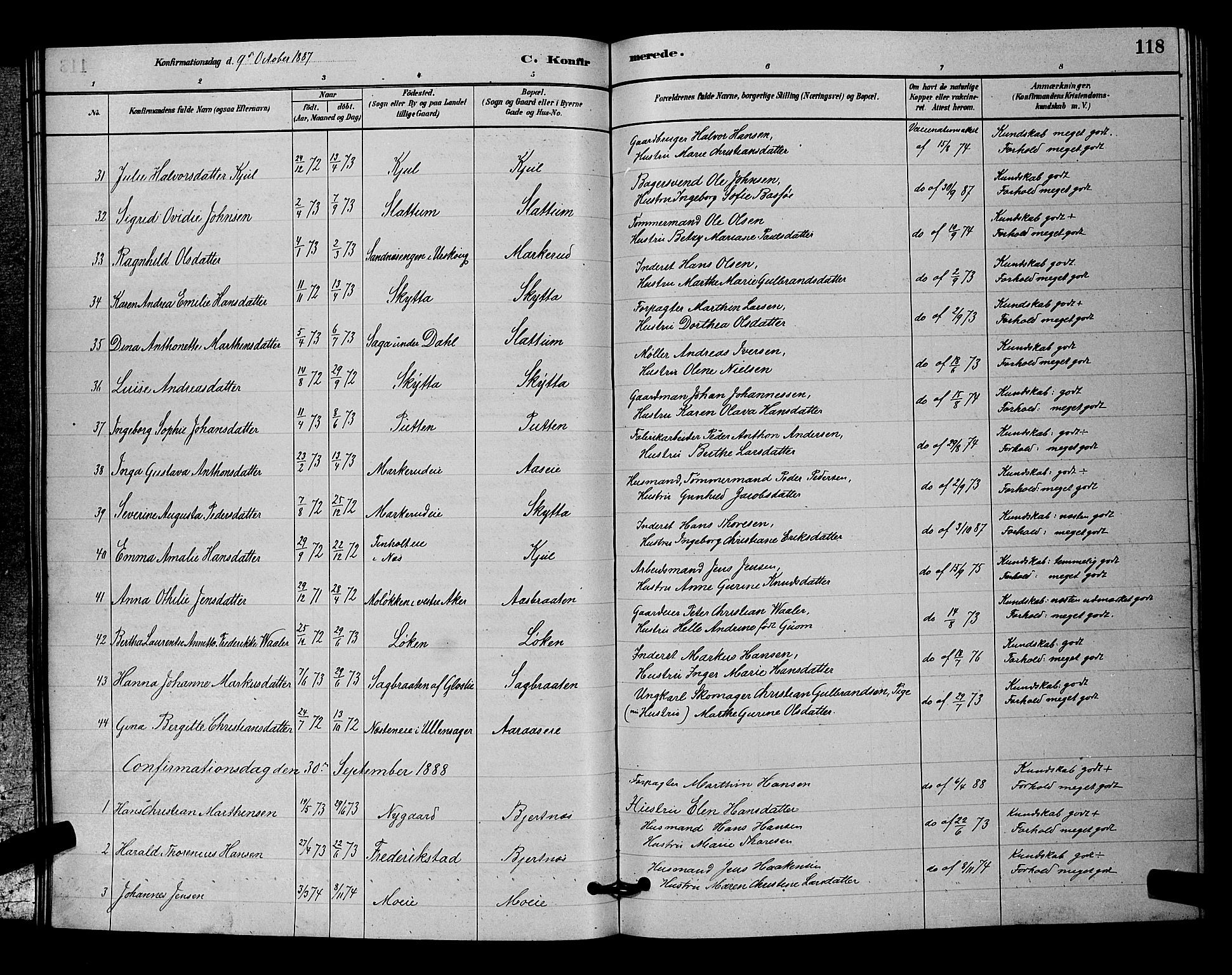 Nittedal prestekontor Kirkebøker, SAO/A-10365a/G/Ga/L0002: Parish register (copy) no. I 2, 1879-1901, p. 118