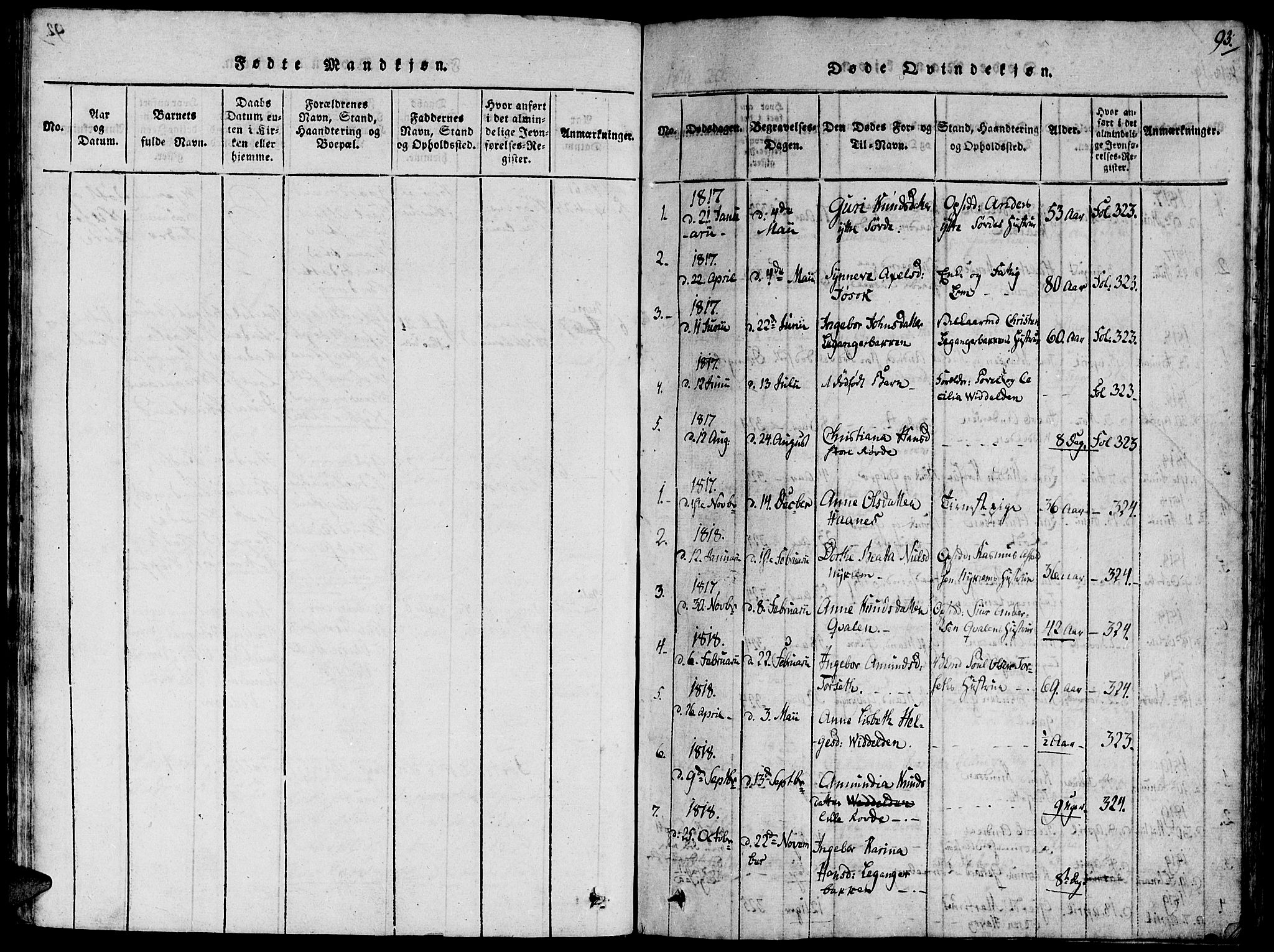 Ministerialprotokoller, klokkerbøker og fødselsregistre - Møre og Romsdal, SAT/A-1454/504/L0054: Parish register (official) no. 504A01, 1816-1861, p. 93
