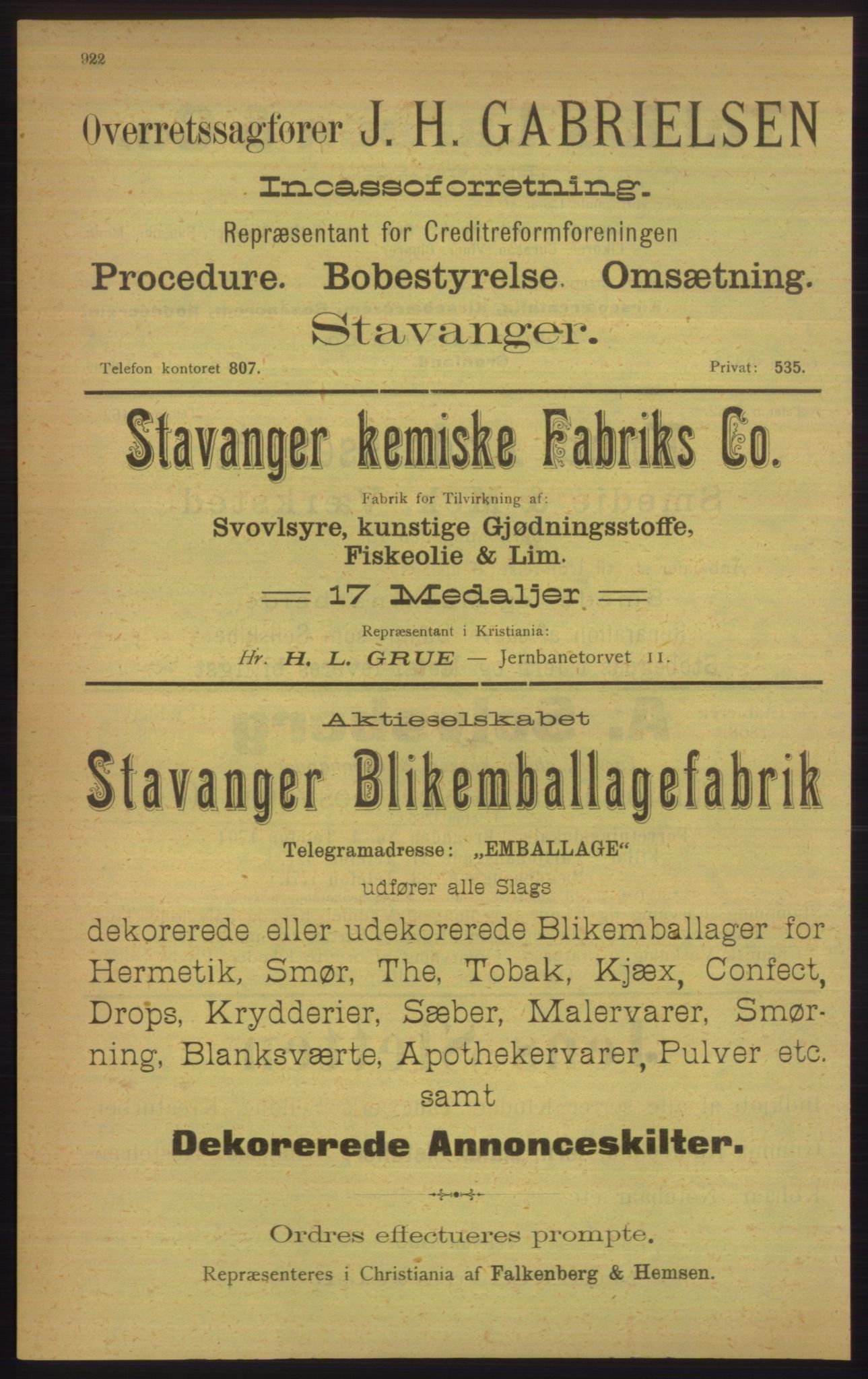 Kristiania/Oslo adressebok, PUBL/-, 1906, p. 922