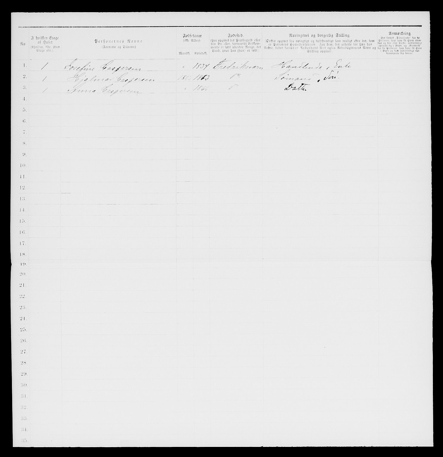 SAKO, 1885 census for 0798 Fredriksvern, 1885, p. 19