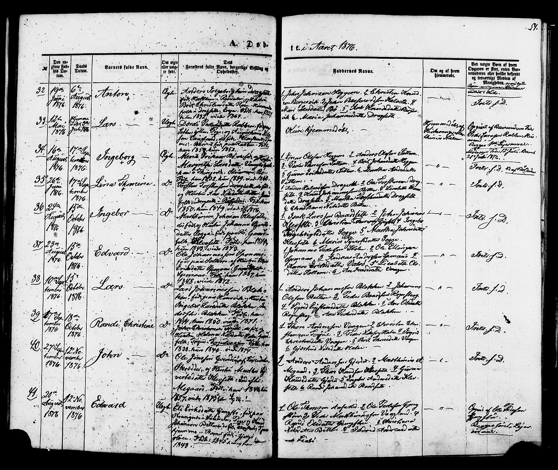 Ministerialprotokoller, klokkerbøker og fødselsregistre - Møre og Romsdal, AV/SAT-A-1454/576/L0884: Parish register (official) no. 576A02, 1865-1879, p. 54