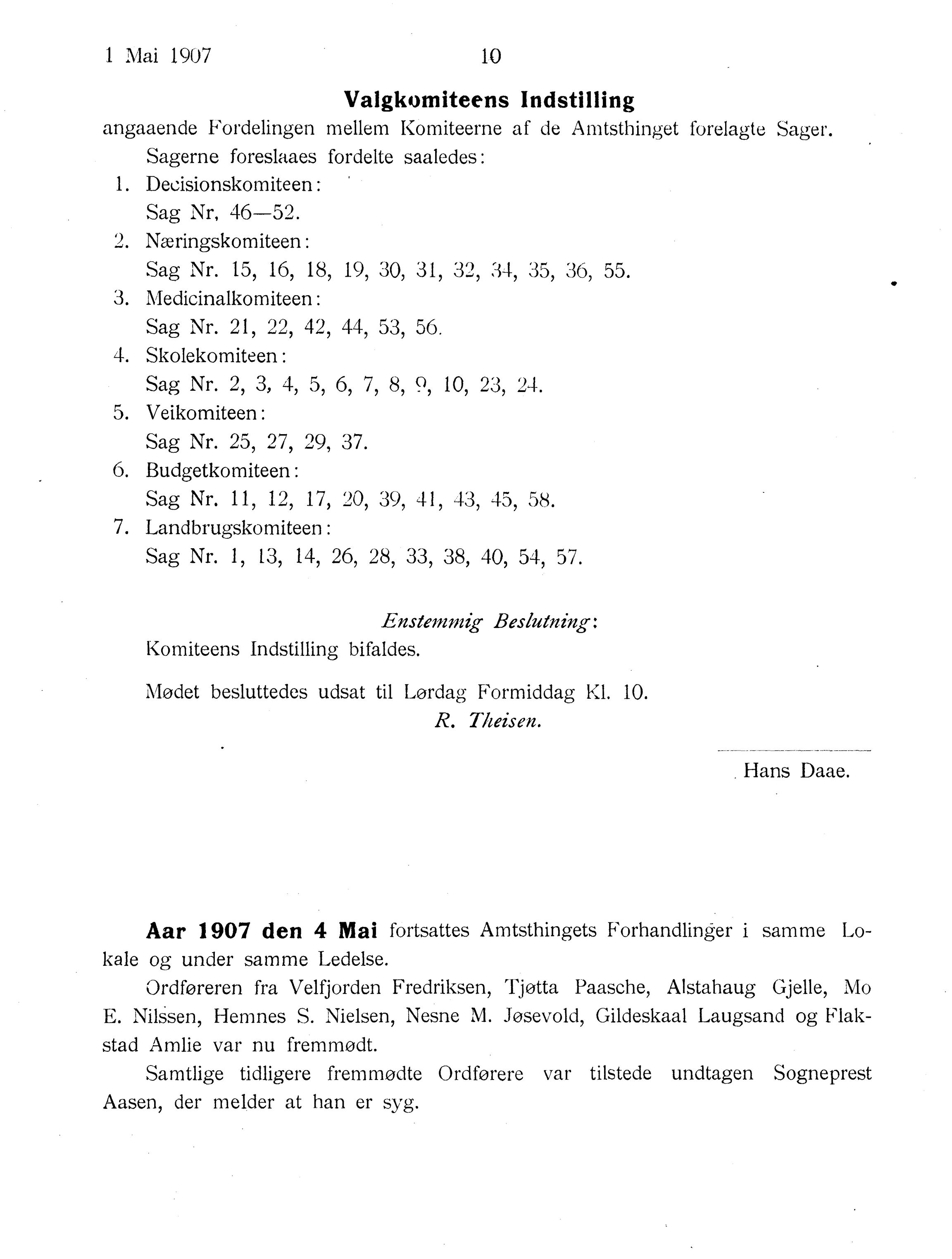 Nordland Fylkeskommune. Fylkestinget, AIN/NFK-17/176/A/Ac/L0030: Fylkestingsforhandlinger 1907, 1907, p. 10