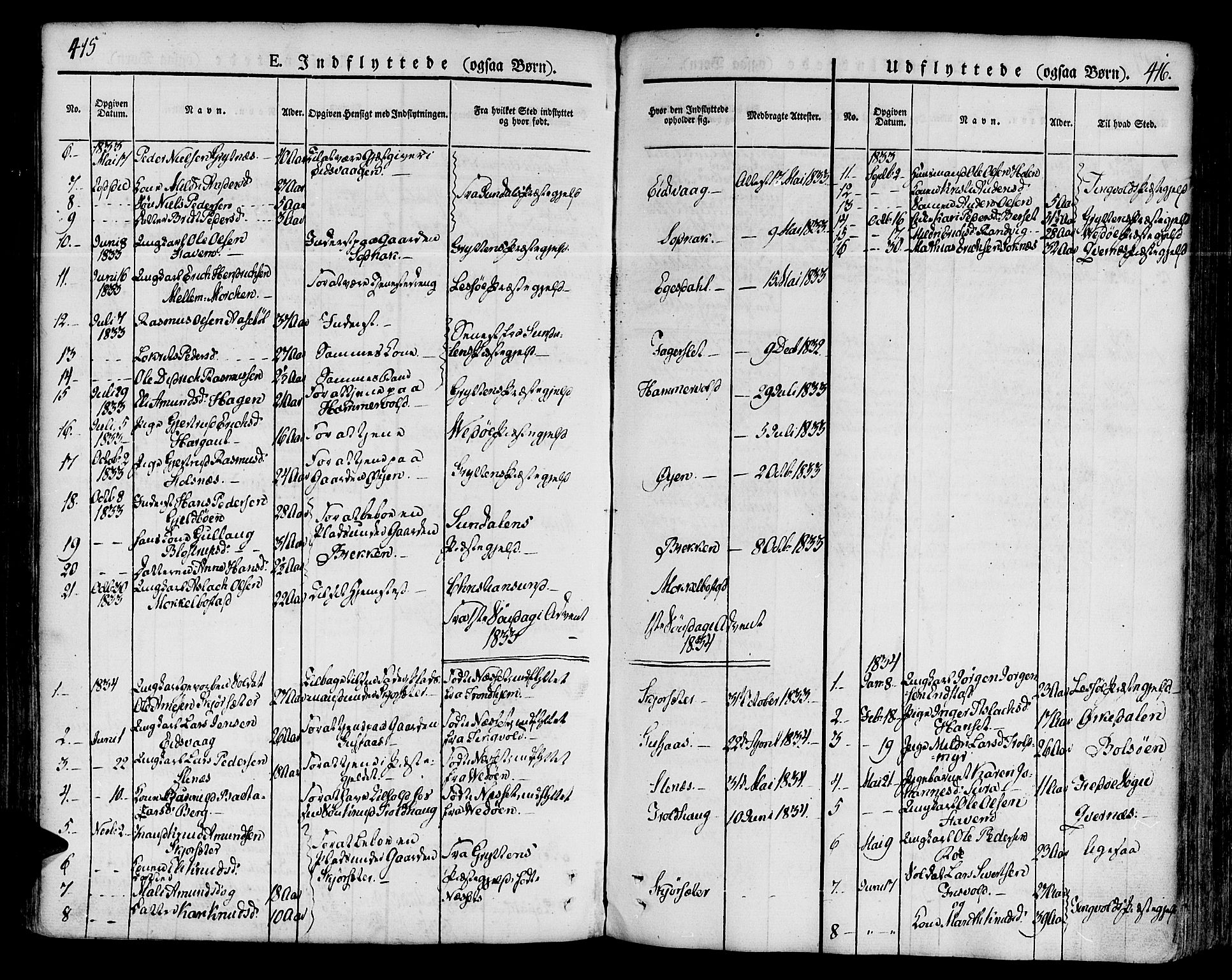 Ministerialprotokoller, klokkerbøker og fødselsregistre - Møre og Romsdal, SAT/A-1454/551/L0624: Parish register (official) no. 551A04, 1831-1845, p. 415-416