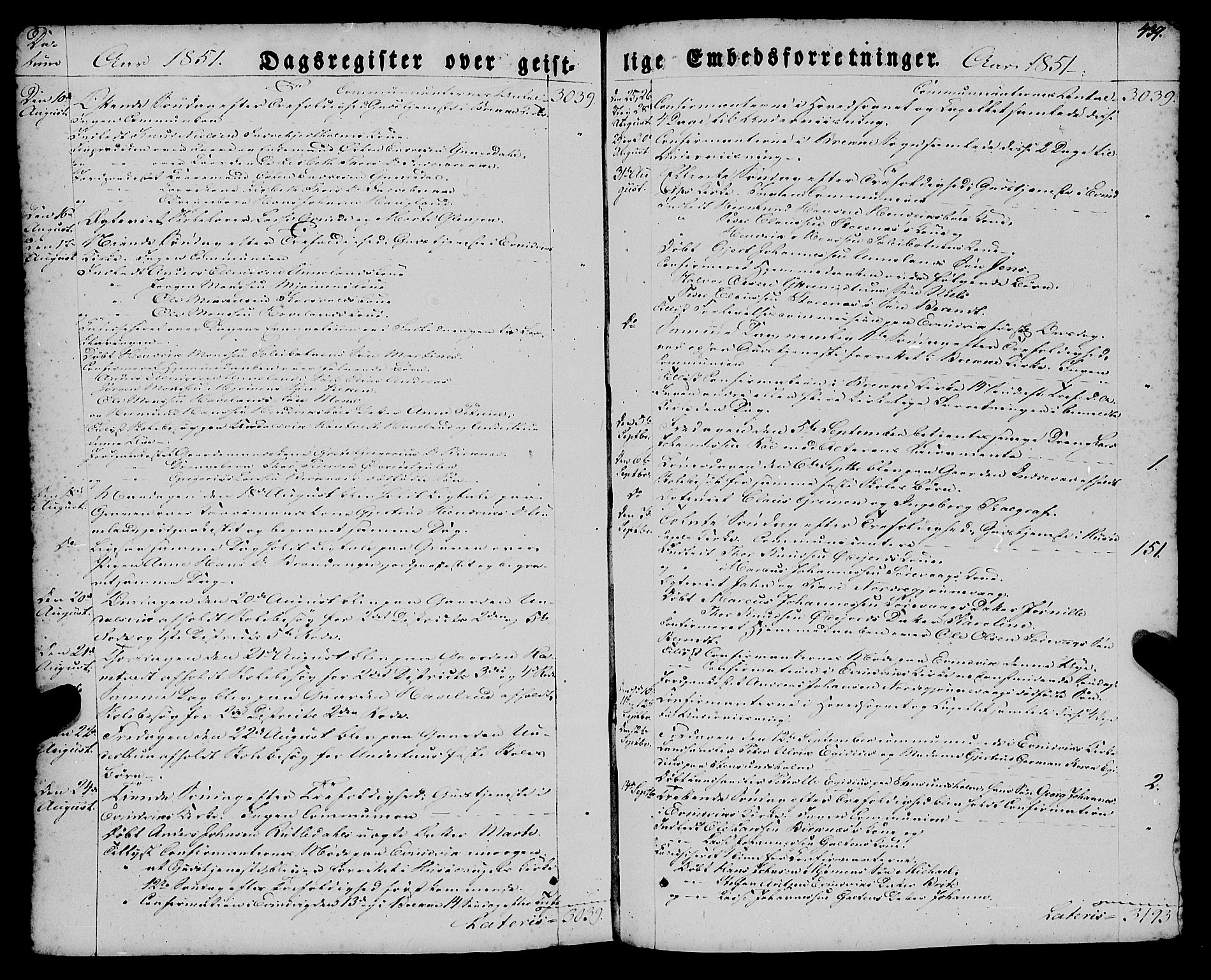 Gulen sokneprestembete, AV/SAB-A-80201/H/Haa/Haaa/L0021: Parish register (official) no. A 21, 1848-1858, p. 439