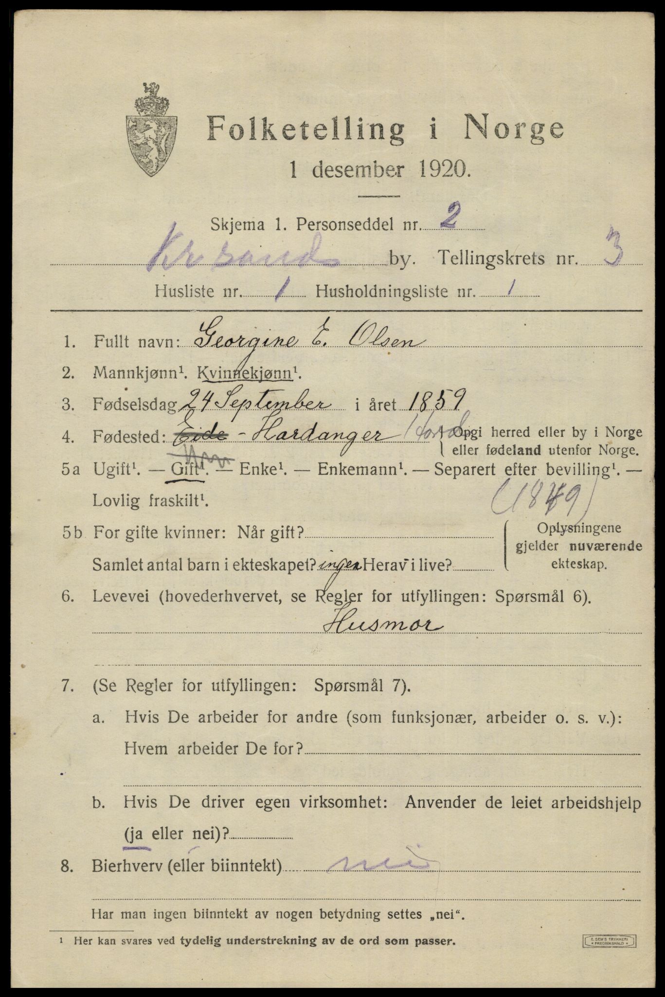 SAK, 1920 census for Kristiansand, 1920, p. 13731