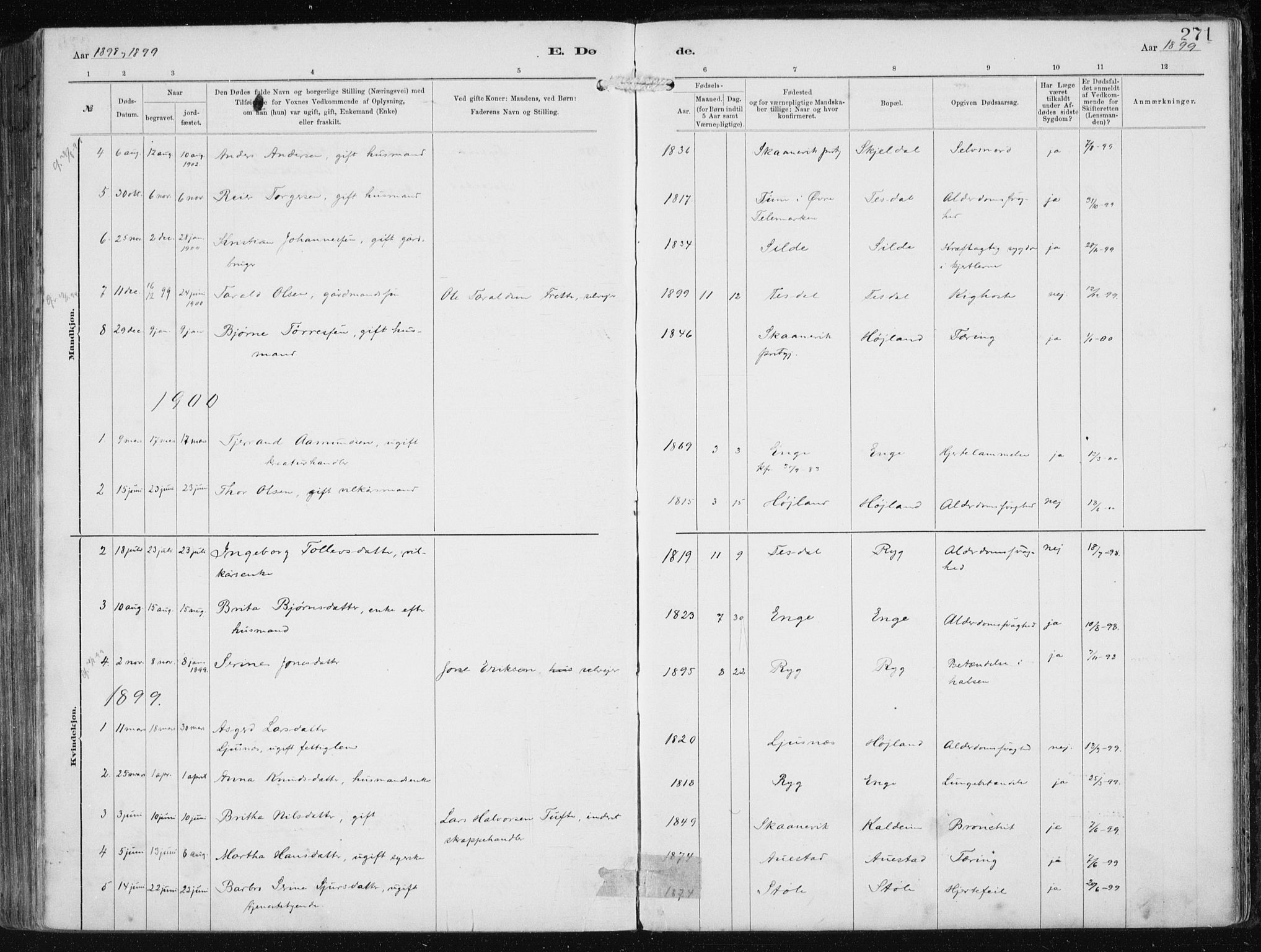 Etne sokneprestembete, SAB/A-75001/H/Haa: Parish register (official) no. B  1, 1879-1919, p. 271
