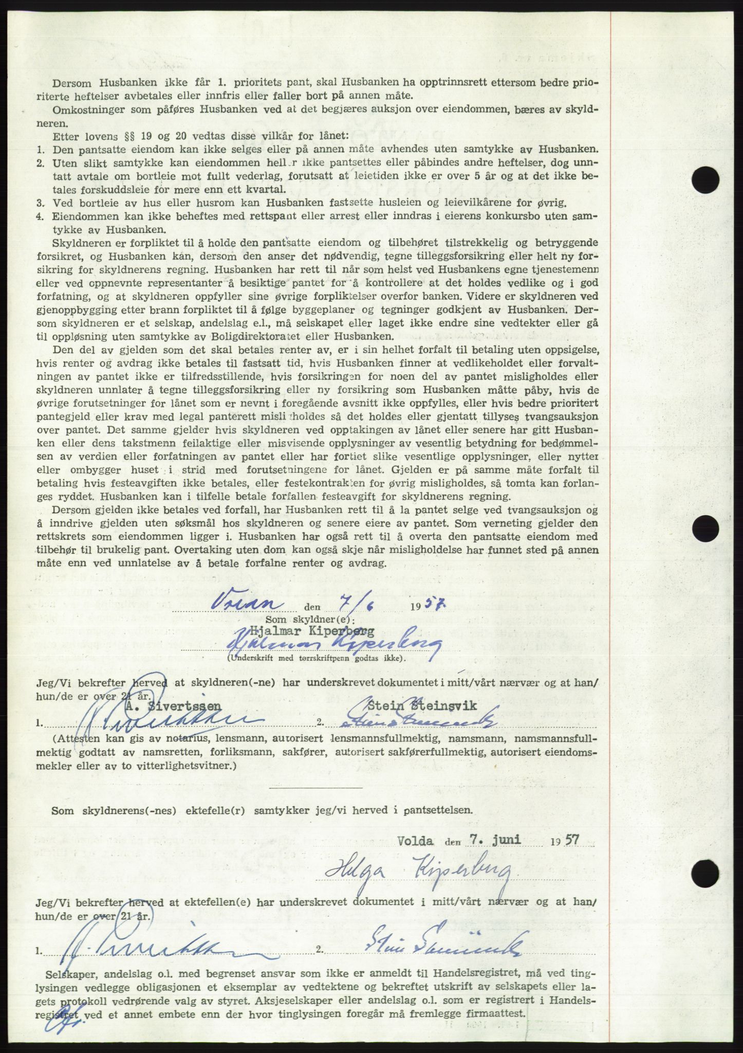 Søre Sunnmøre sorenskriveri, AV/SAT-A-4122/1/2/2C/L0130: Mortgage book no. 18B, 1957-1958, Diary no: : 1382/1957