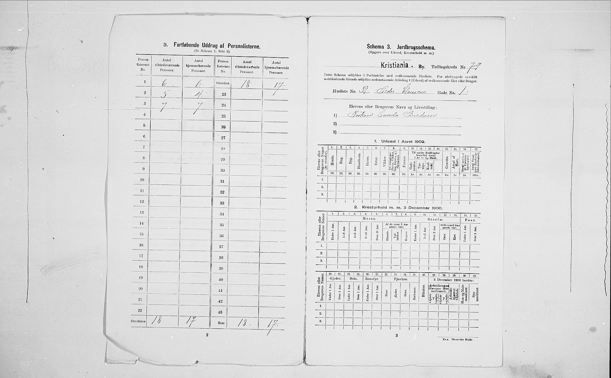 SAO, 1900 census for Kristiania, 1900, p. 71030