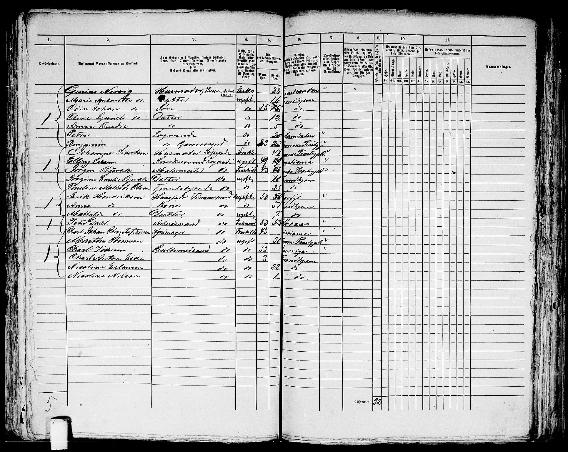 RA, 1865 census for Trondheim, 1865, p. 1920