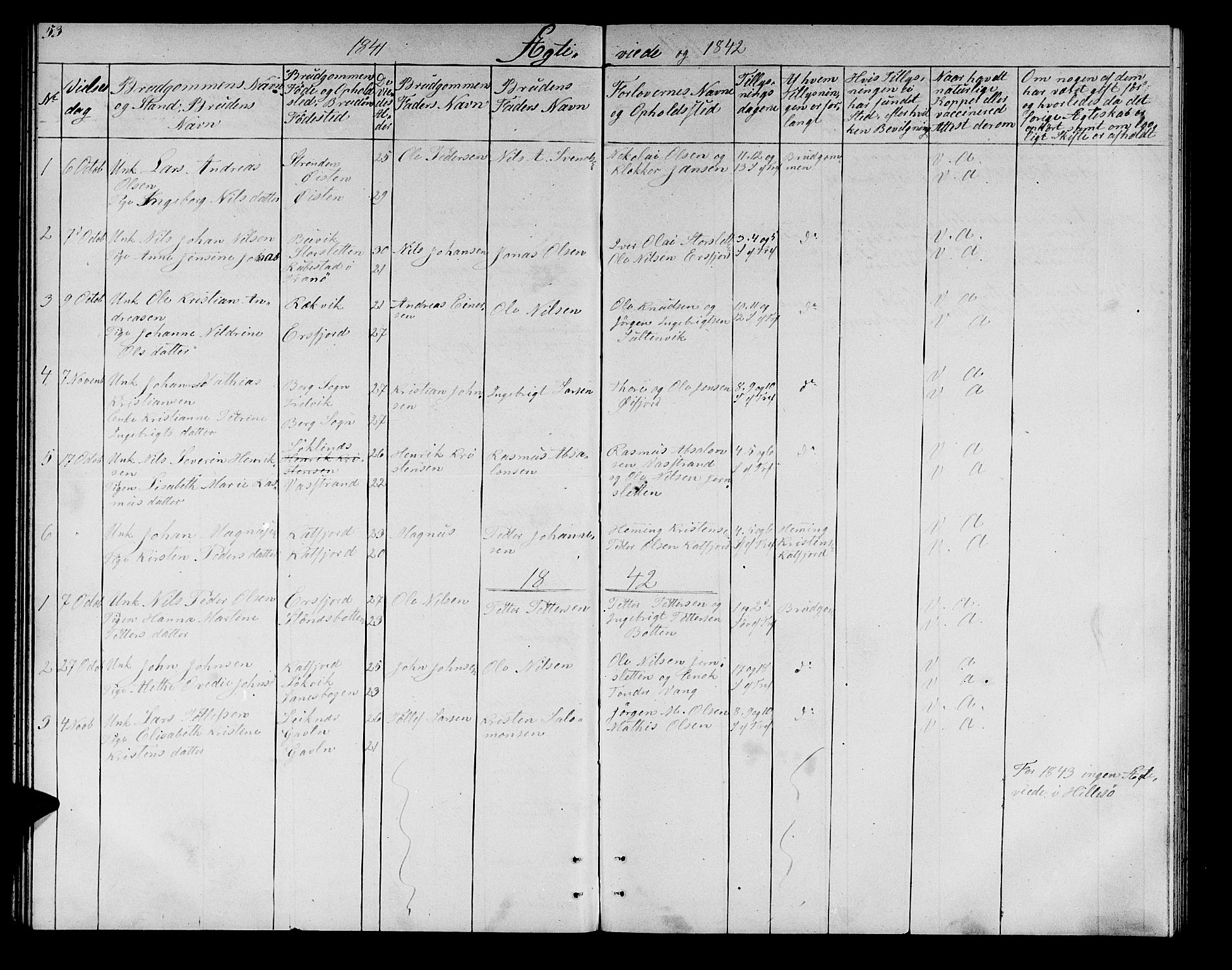 Lenvik sokneprestembete, SATØ/S-1310/H/Ha/Hab/L0019klokker: Parish register (copy) no. 19, 1837-1844, p. 53