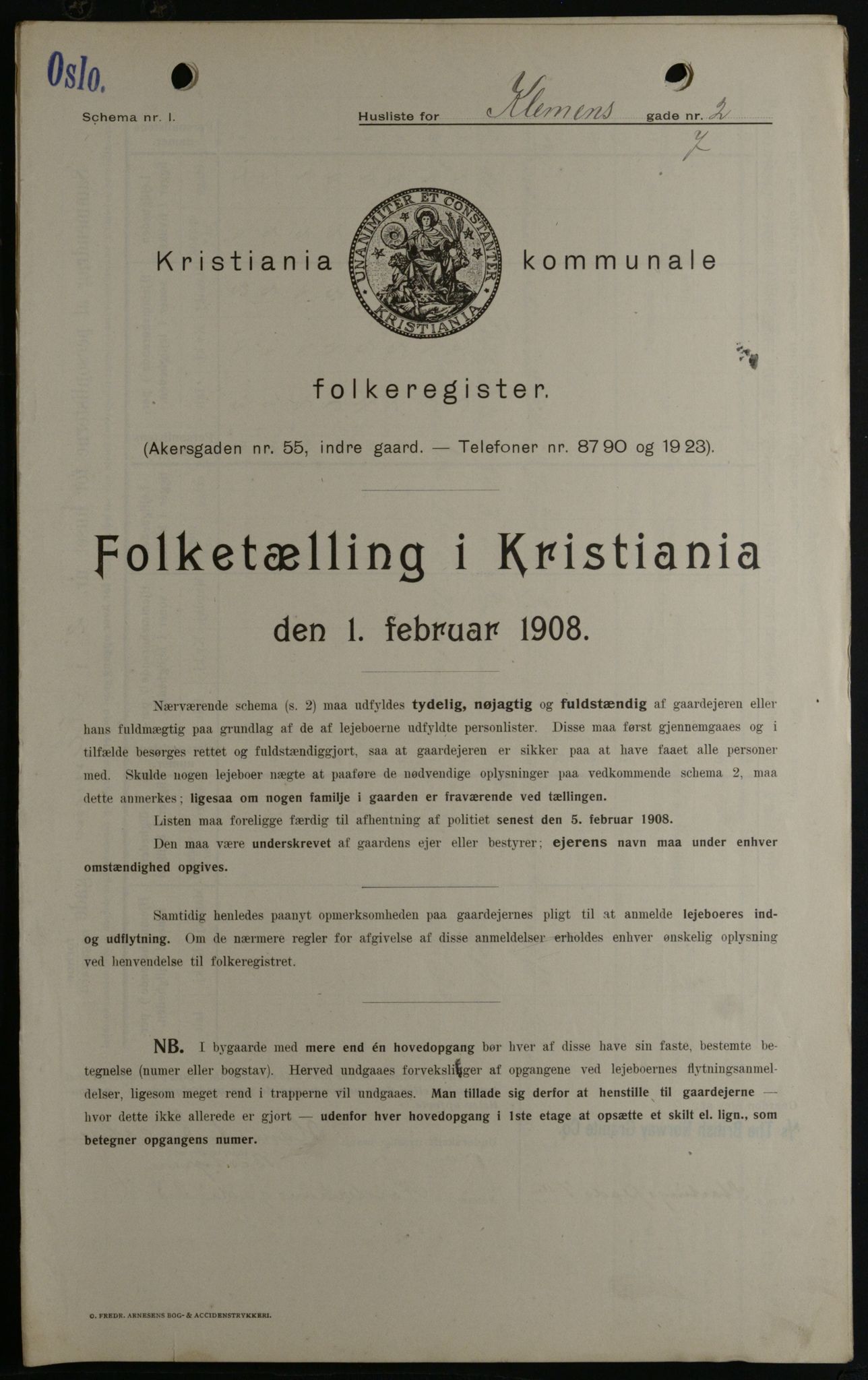 OBA, Municipal Census 1908 for Kristiania, 1908, p. 11990